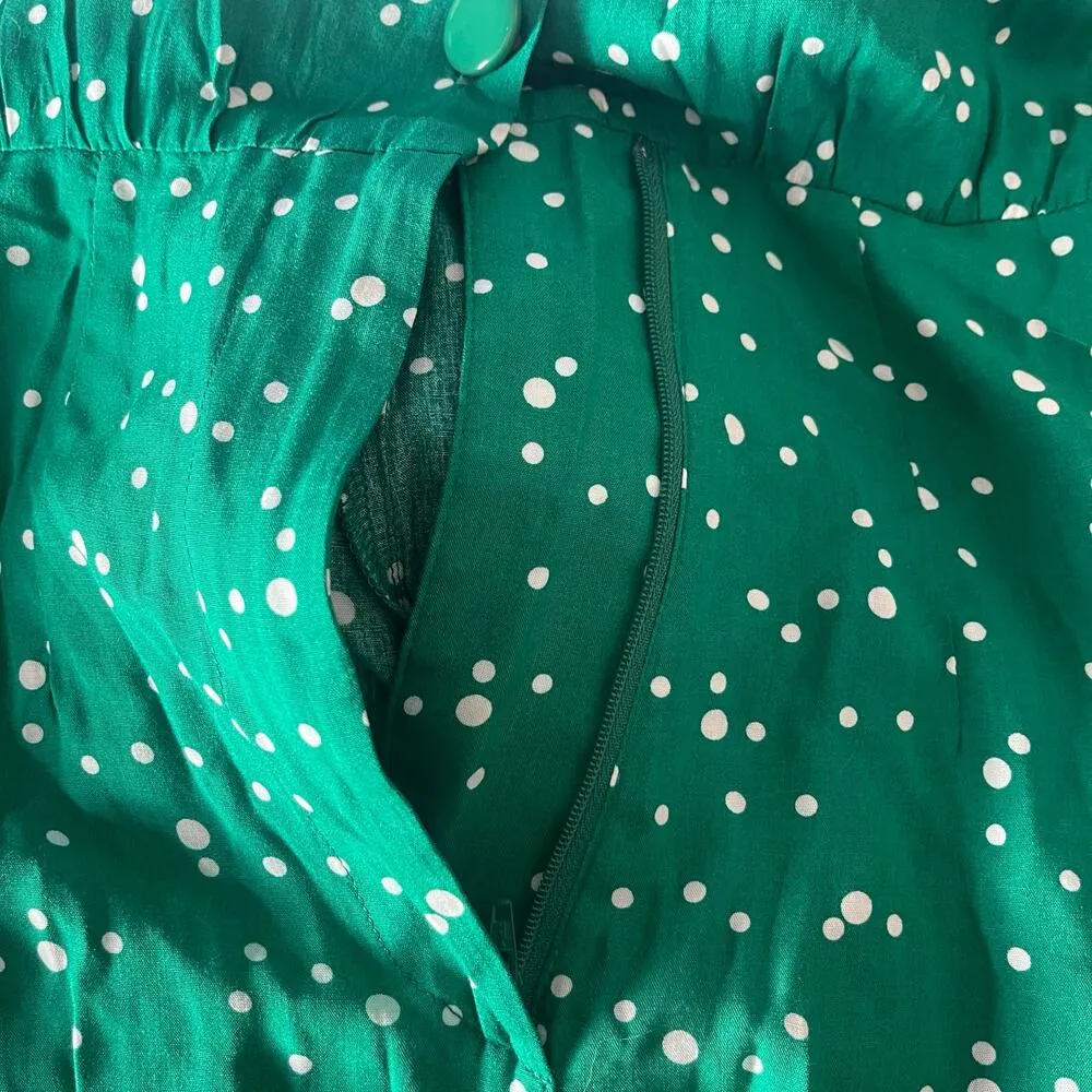 MODCLOTH X COLLECTIF Jumpsuit Size 2 Green Dots Retro Pinup Away You Go Vintage - Image 8