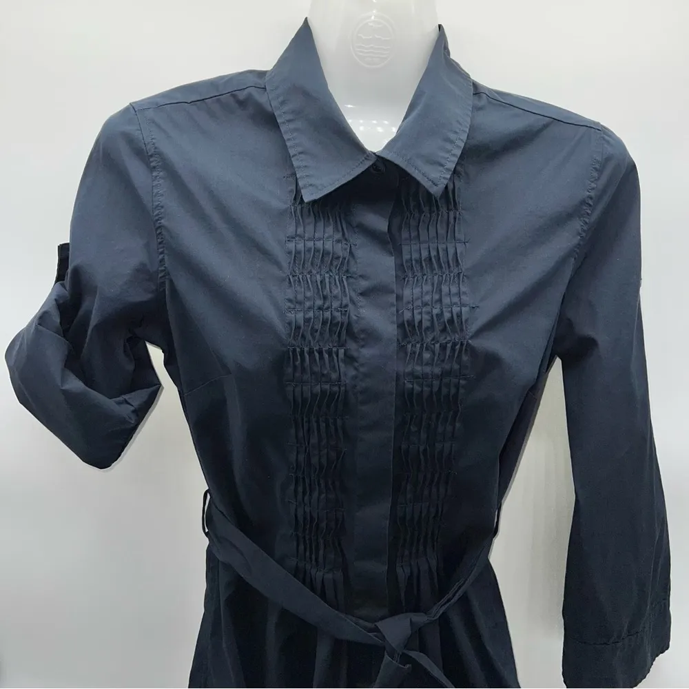 Banana Republic Factory Women's Blue Cotton Blend Shirtwaist Belted Dress - Image 2
