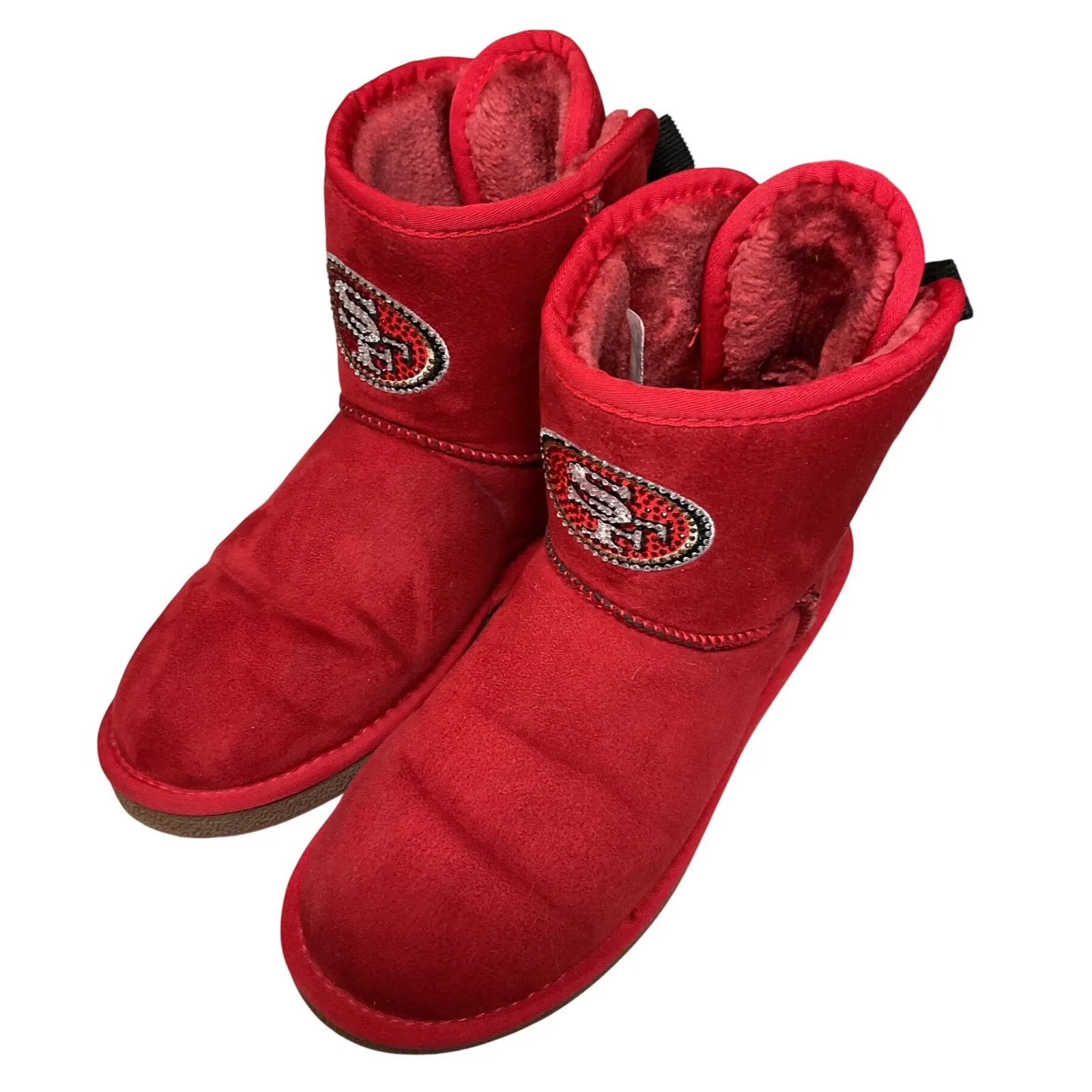 Cuce San Francisco 49ers Womens Team Embroidered Red Slip On Ribbon Boots Size 8 - Image 6