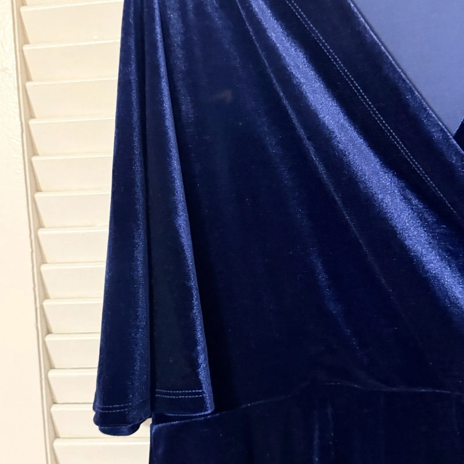 Tiana B Sapphire Blue Velvet Faux Wrap Party Dress 1X - Image 9