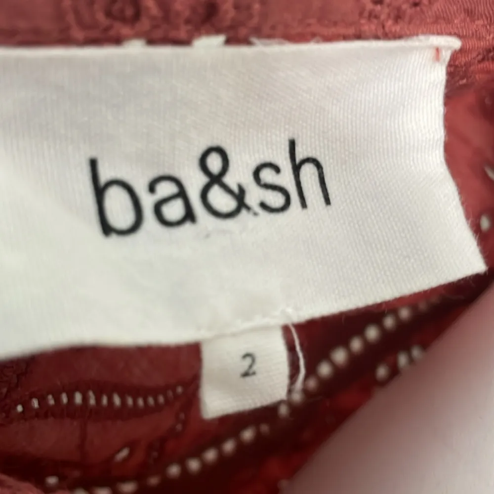 BA&SH BIRKIN SHIRT broderie anglaise-cotton blouse top peach eyelet size 2 - Image 10