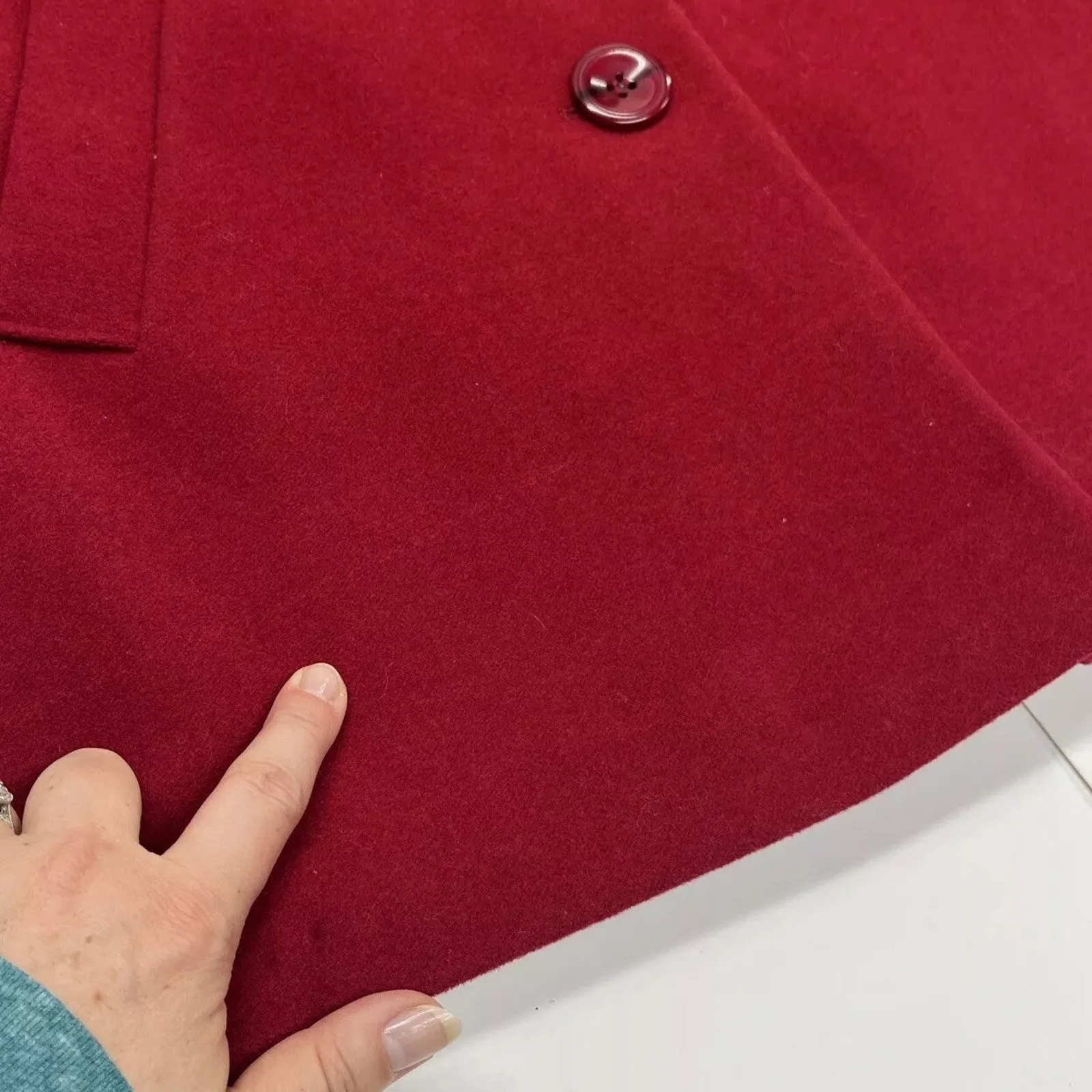 Appleseed's Petites Women’s Red Button Wool Blend Pea Coat Size 16P City Classic - Image 6