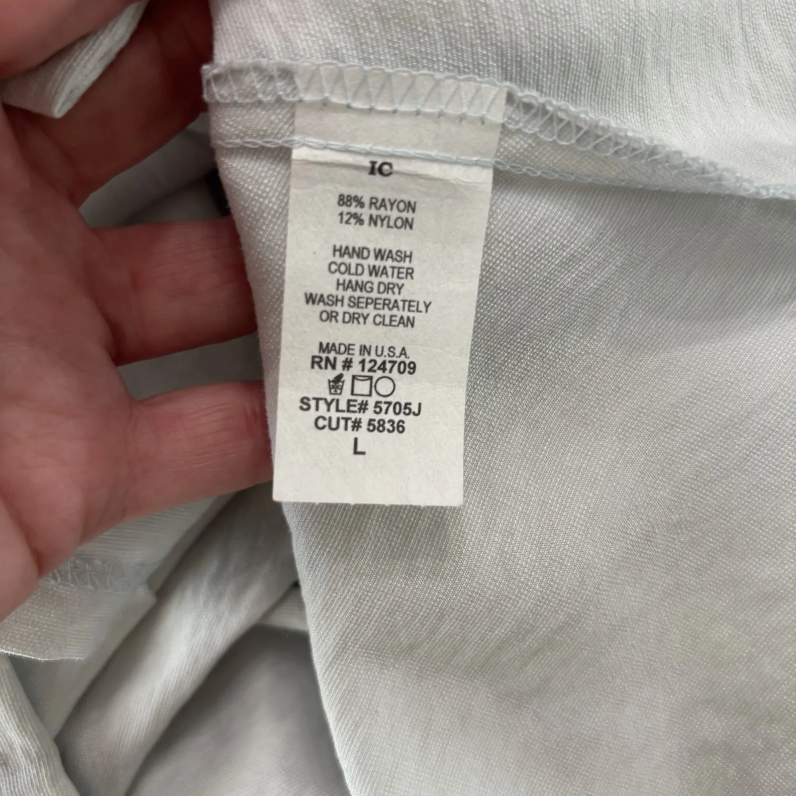 IC by Connie K Top Womens Large Button Up High Low Lagenlook Artsy 3/4 Sleeve‎ L Blue - Image 8