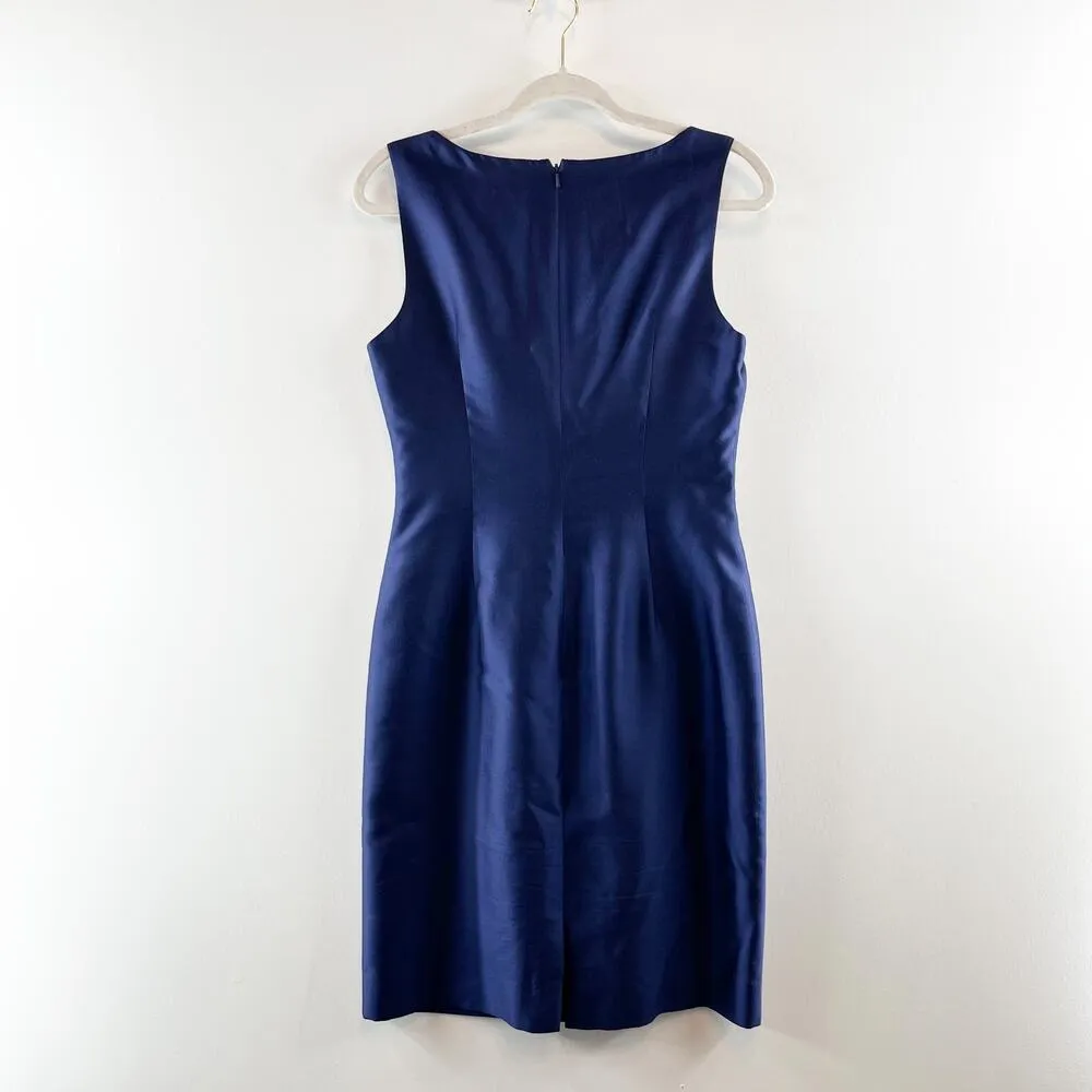 L.K. Bennett Sleeveless Wool Silk Blend Knee Length Sheath Dress Navy Blue 6 - Image 10