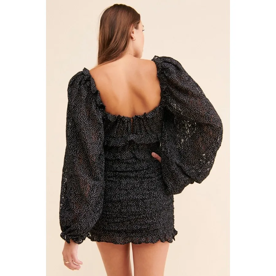 For Love And Lemons Womens‎ Polka Dot Leila Statement Puff Sleeve Dress Size L - Image 4