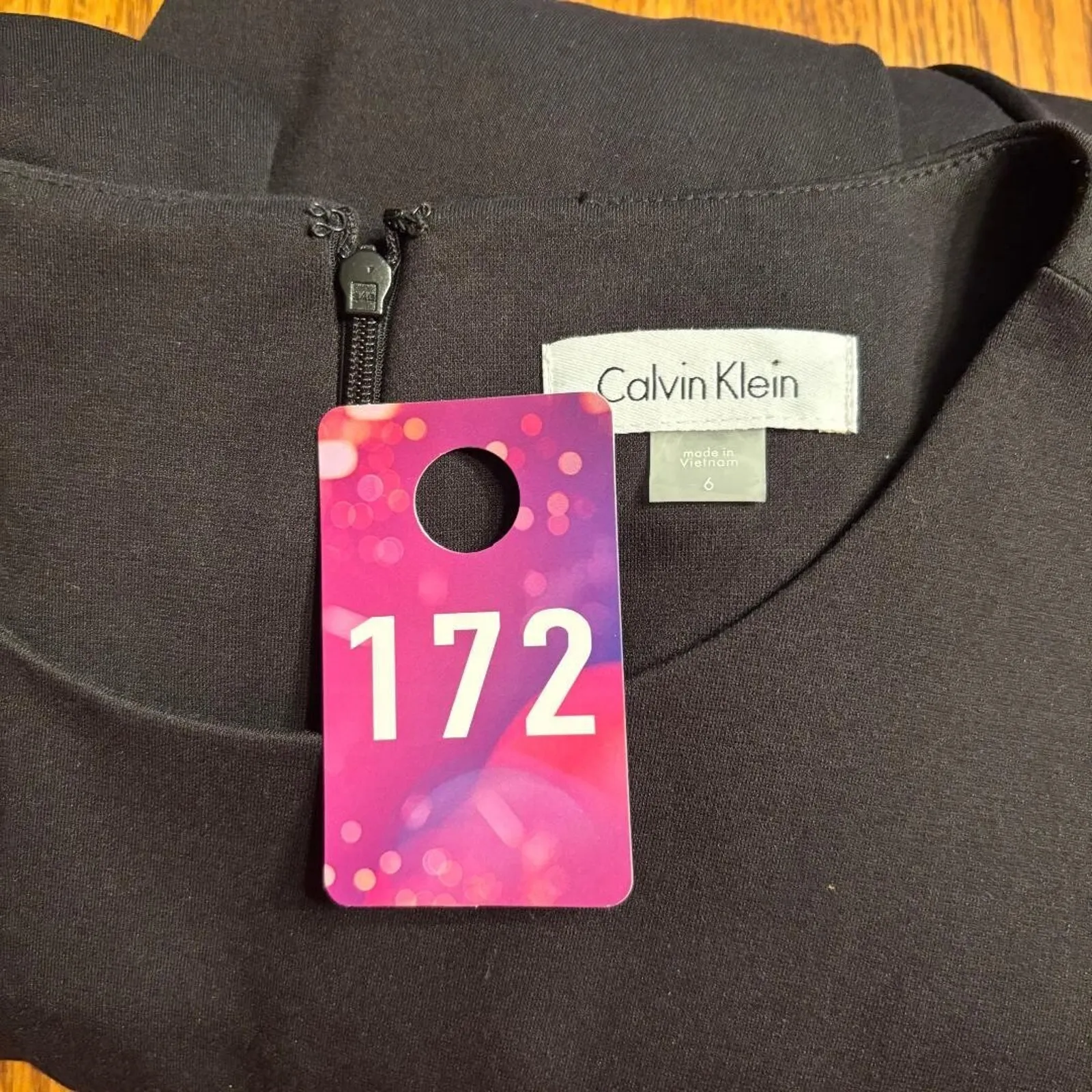 Calvin Klein Fit & Flare Black and White Dress with Belt Women's Size 6 NWOT - Image 11