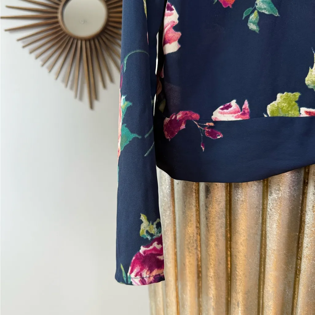 Floral Navy Sheer Women's Top - Image 6