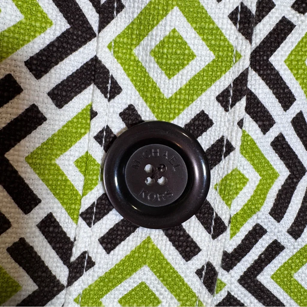 Michael Kors Black Green Cropped Short Sleeve Jacket Womens S Retro Fall Buttons - Image 9