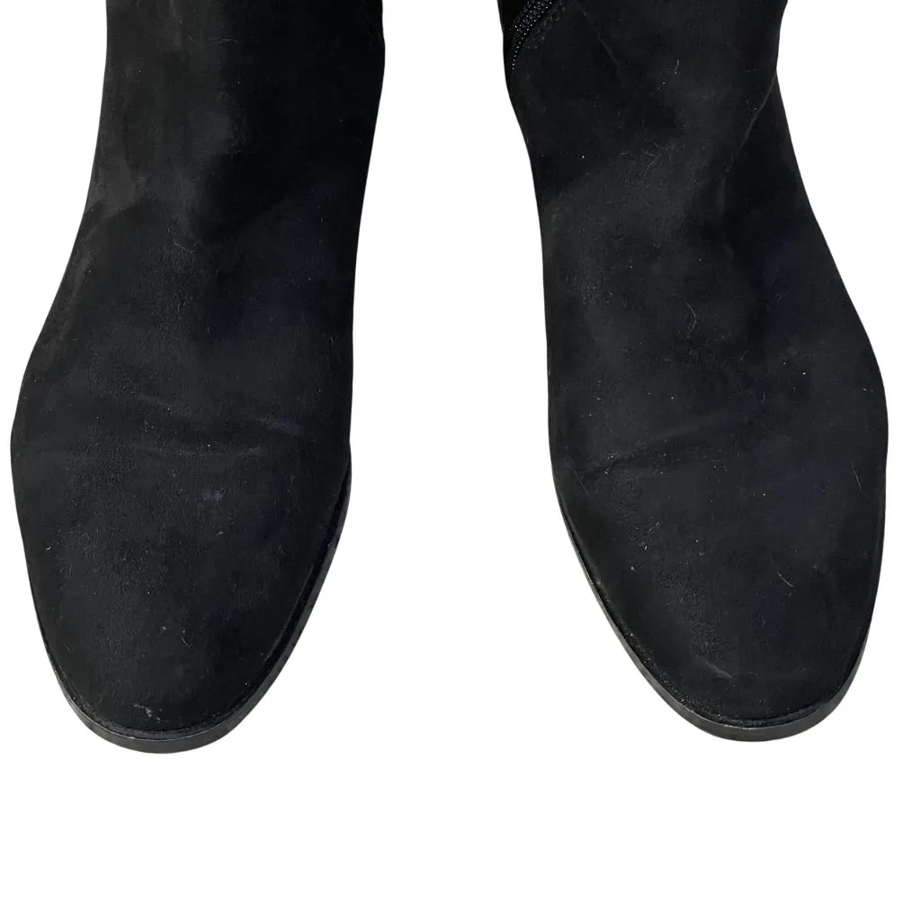 Ann Taylor OTK Carlene Boot Black Flat Suede Size 8 Almond Toe - Image 11