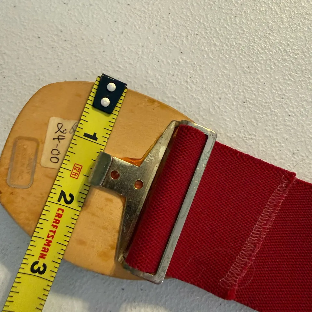 Vintage Wood Buckle Hook Stretch Elastic Abstract Y2K Artsy Belt Women’s Red - Image 5
