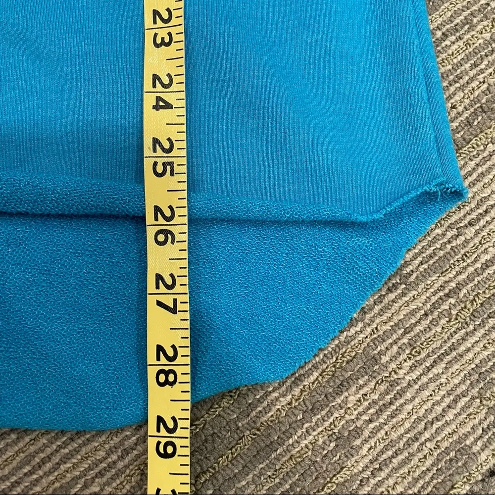 PINK Victoria’s Secret Blue V Cutout Pullover Hoodie Sz Small Raw Hem Oversized - Image 12