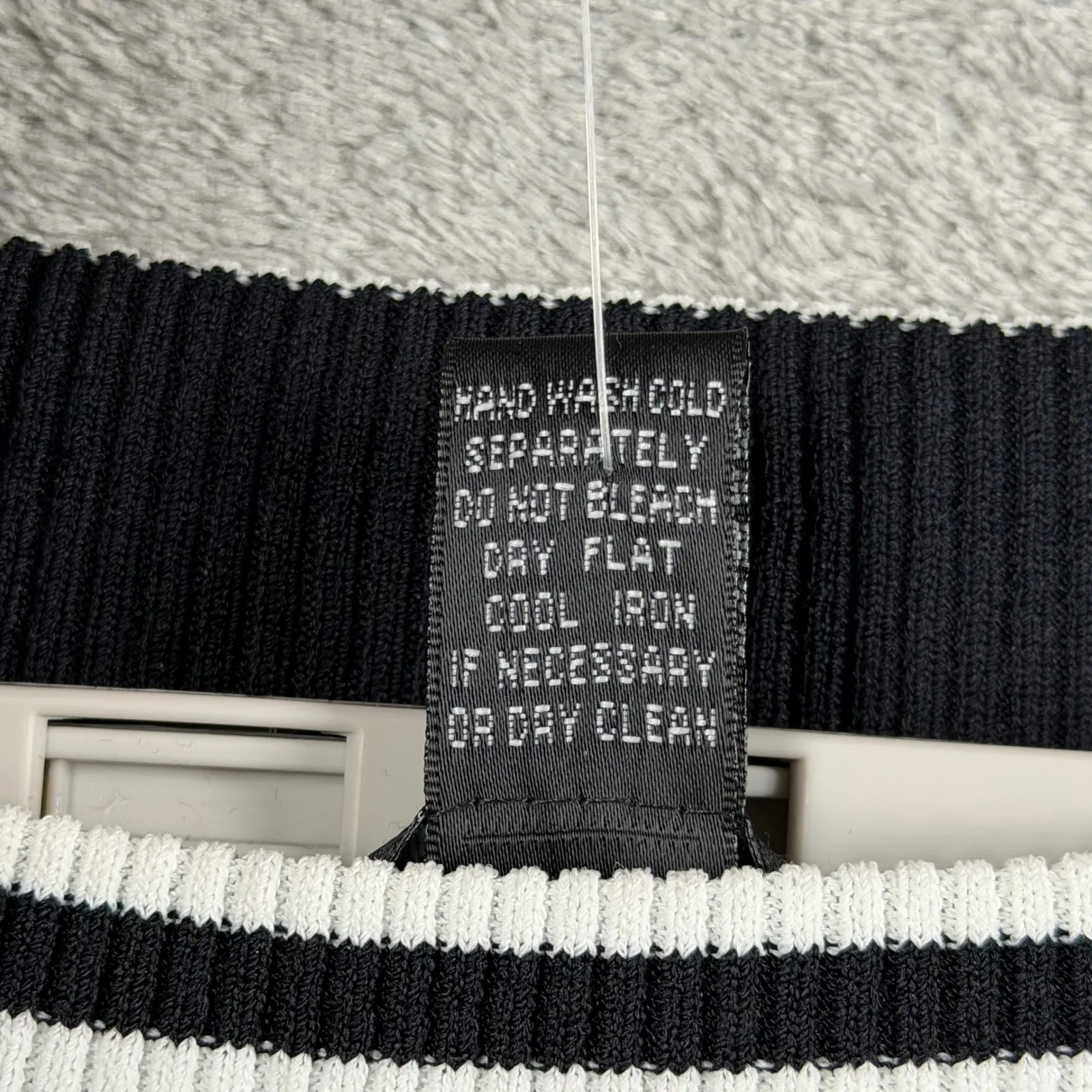 Michelle Antonelli Black White Striped Sweater Boat Neck 90s Y2K Office Siren XL Size L - Image 6