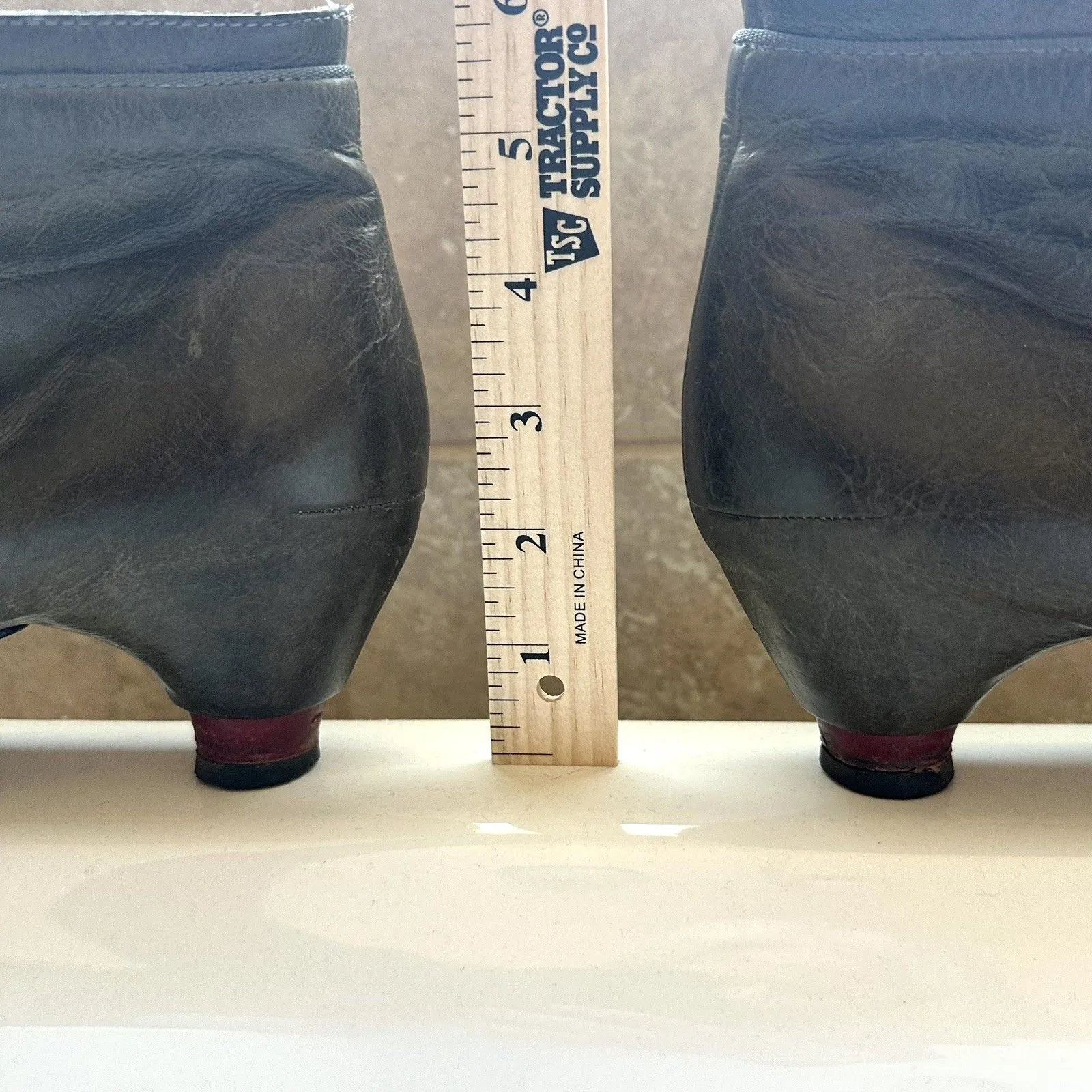 Vialis Ankle Boots 9.5 Green Leather Fairy Fantasy Zip Closure Spool Heel - Image 9