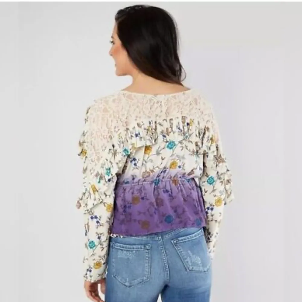 Gimmicks by Buckle Women’s Sz Large Purple Ombre Pleated Ruffle Kimono New NWT - Image 11