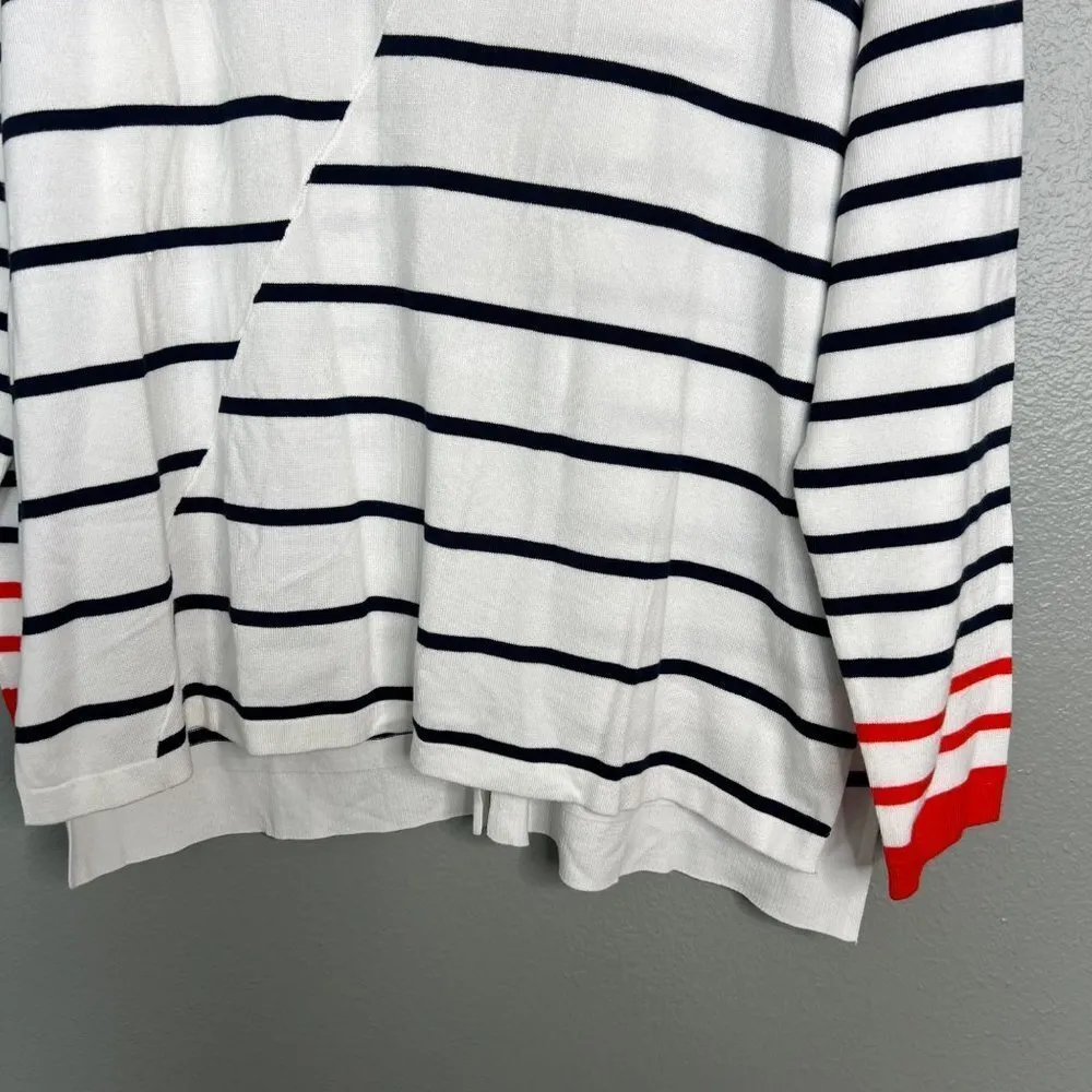 NWT Lane‎ Bryant Asymmetrcial Black White Stripe w/ Orange Zip Back Top 18/20 - Image 7