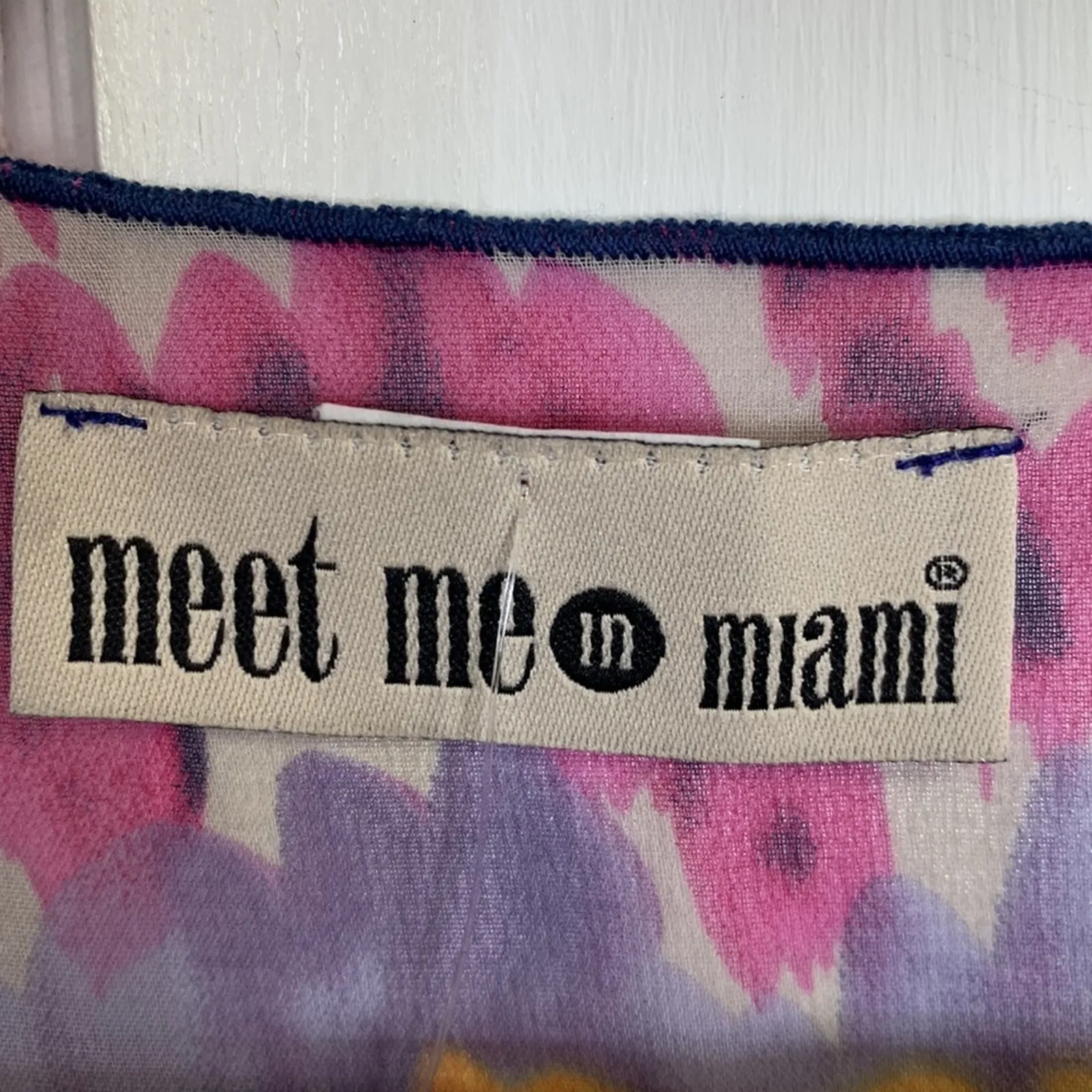 Meet Me In Miami Havana Tie Front Pink Blue Sheer Top New w tag W - Image 3