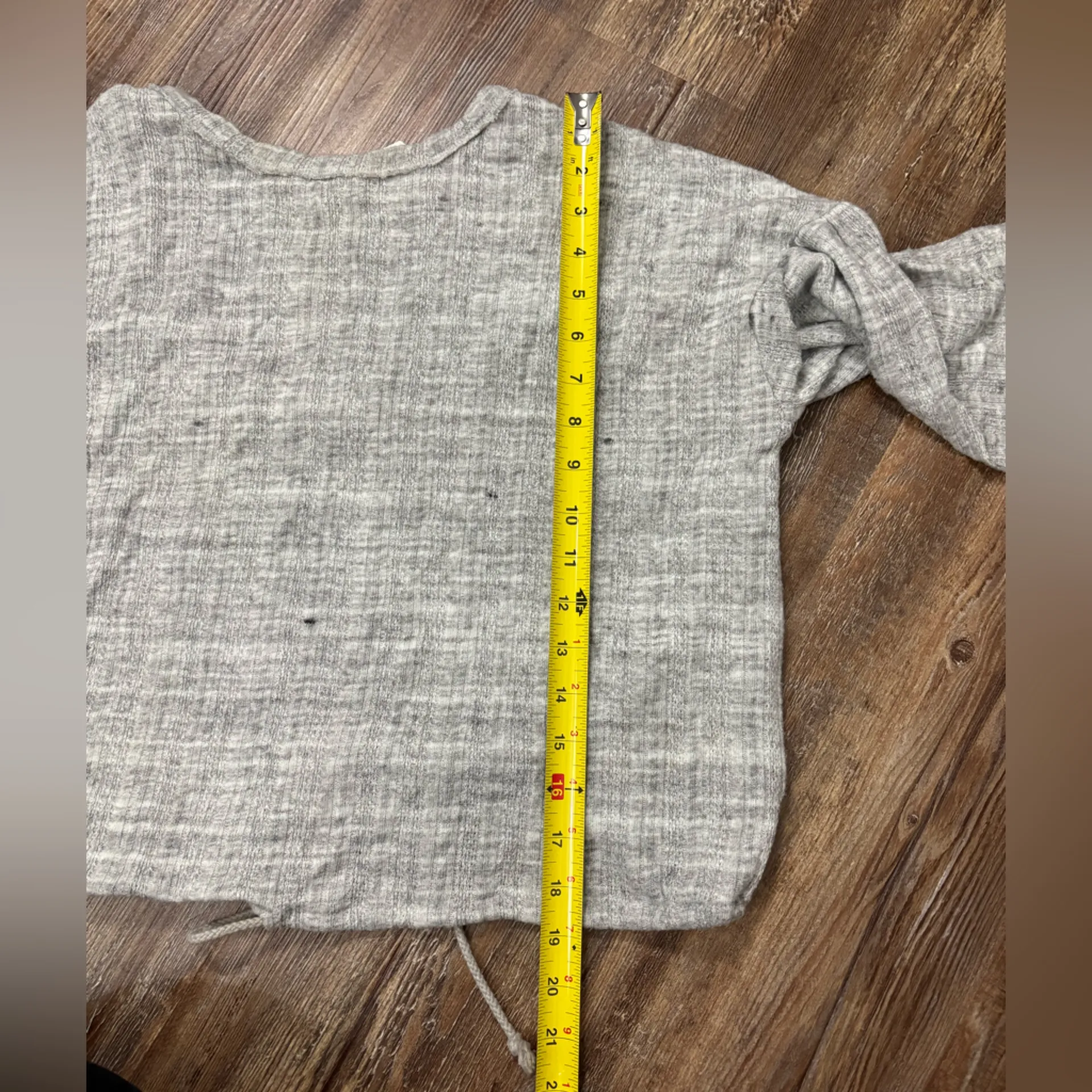 Anthropologie Drop Shoulder Cinched Hem Pullover Gray Knit Sweater Small Winter - Image 7