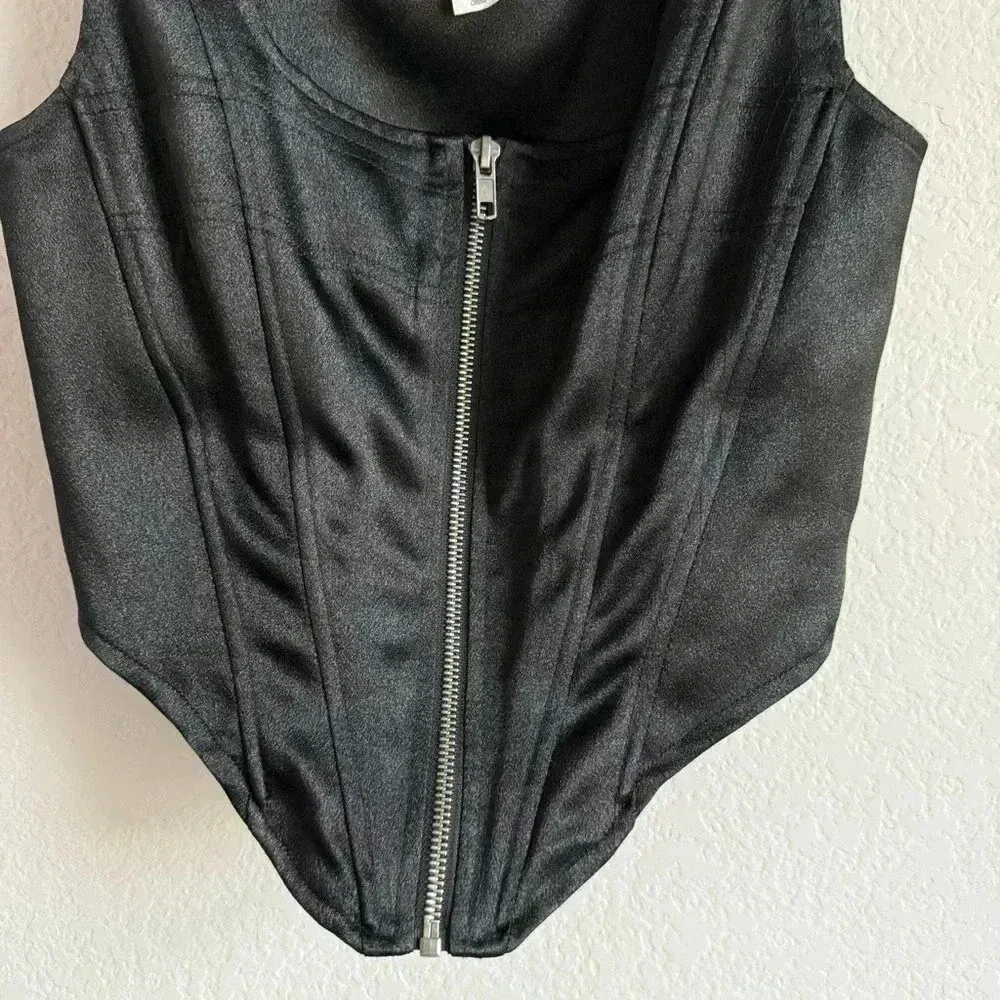 Future Collective Kahlana Barfield Brown‎ Pointed Front Zip Black Bustier Size 0 - Image 8