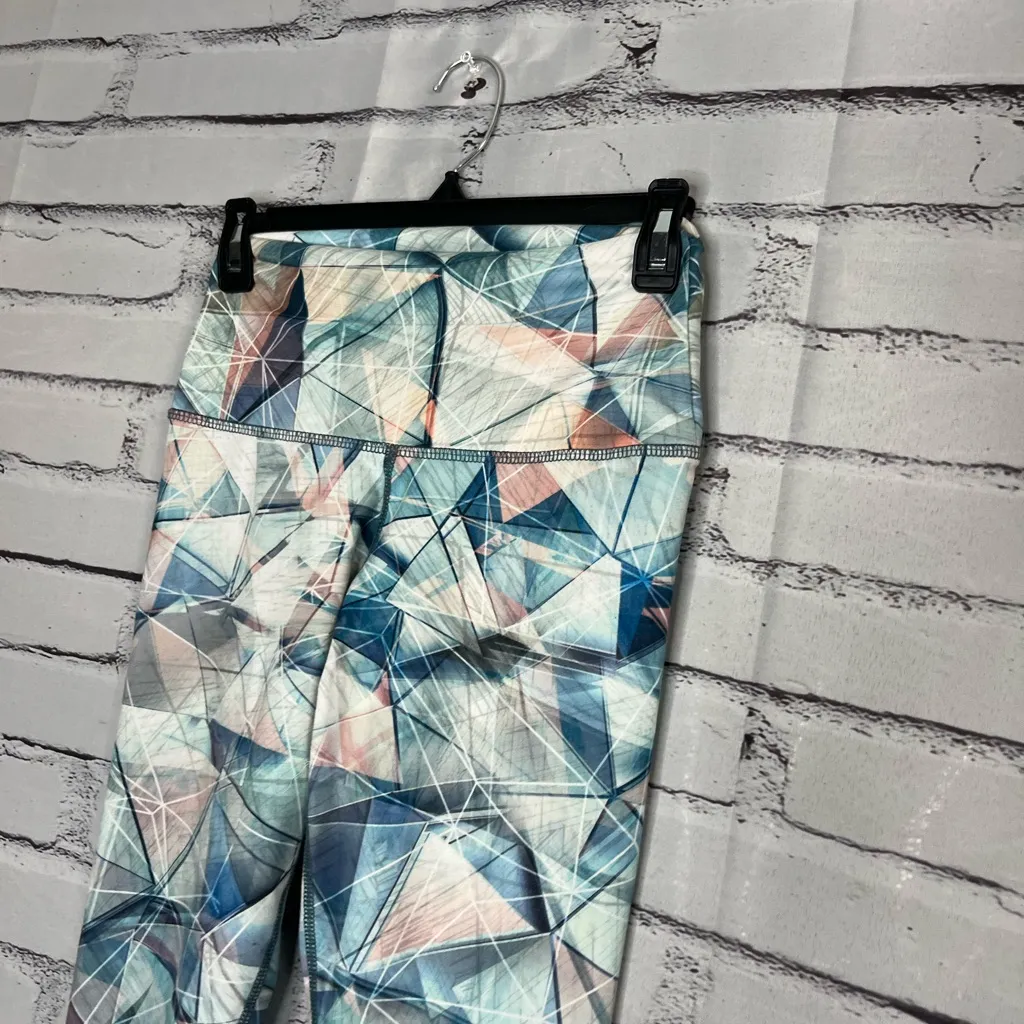 Evolution and Creation Geometric Blue and Pink Leggings SZ M High Waist Yoga Y2K - Image 7