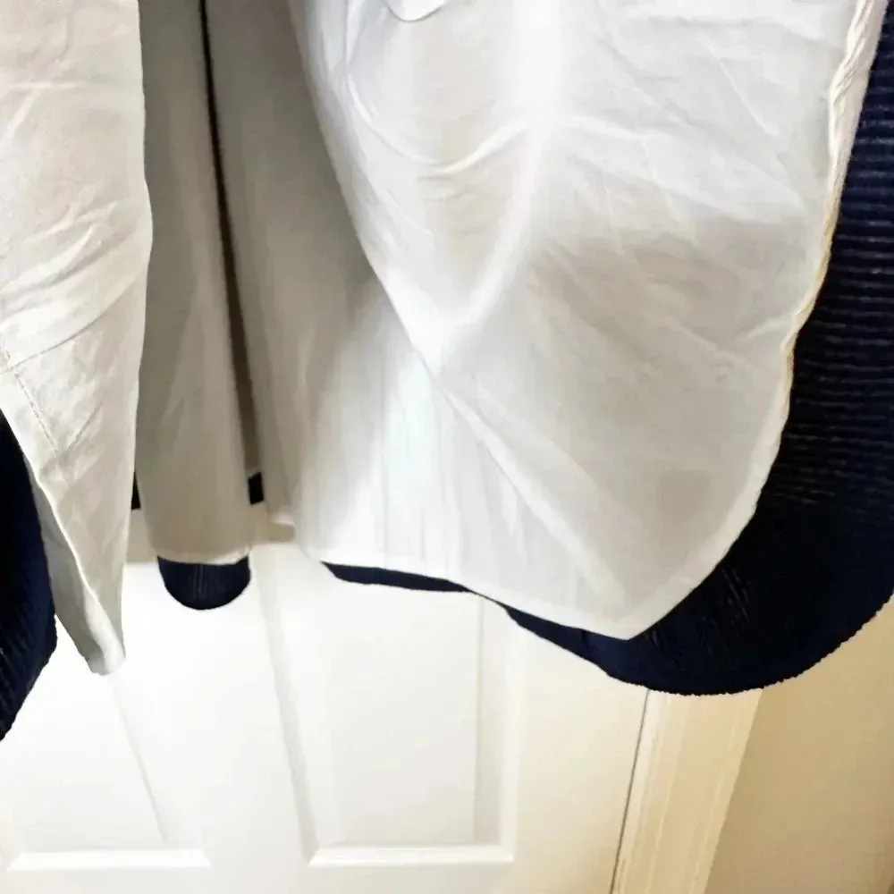 LAUREN JAMES Size M Livingston Dress Navy Seersucker Back Bow Preppy‎ - Image 2