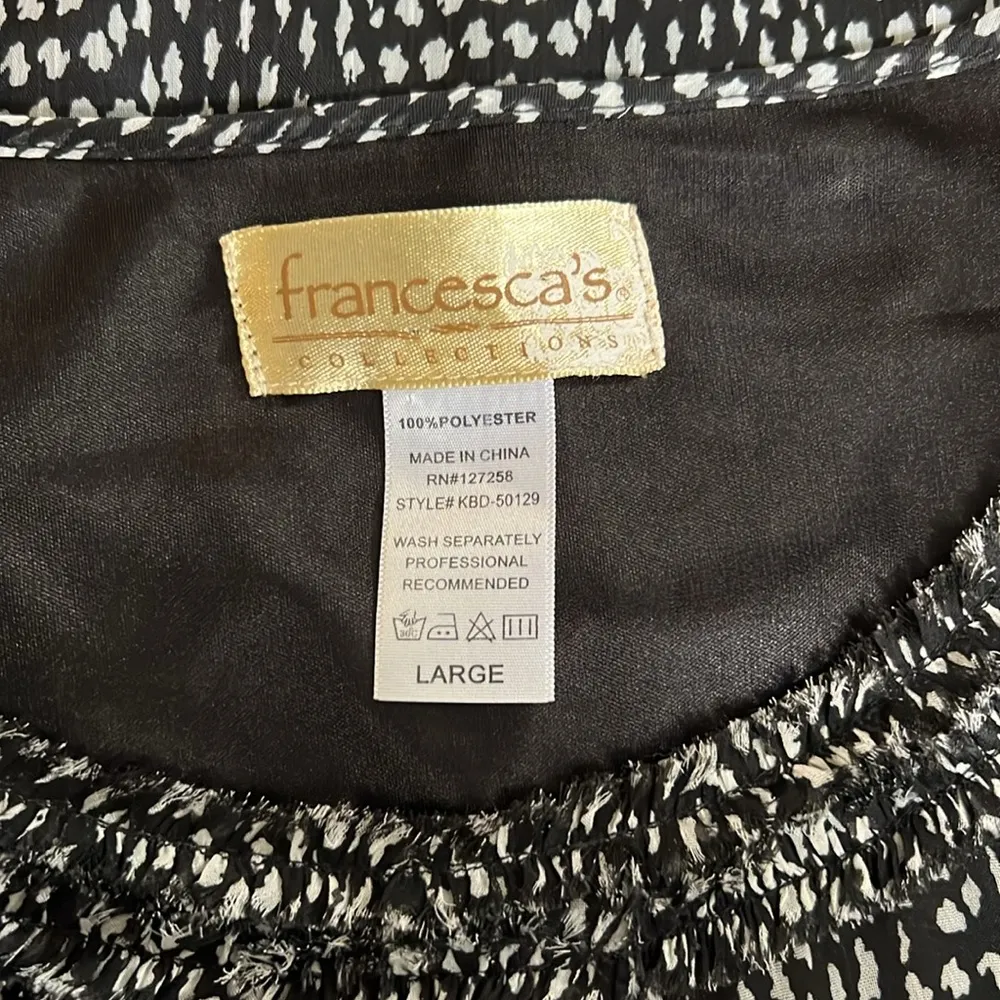 Francesca’s Collections 3/4 Sleeve Knee Length Black & White Dress T14* - Image 3