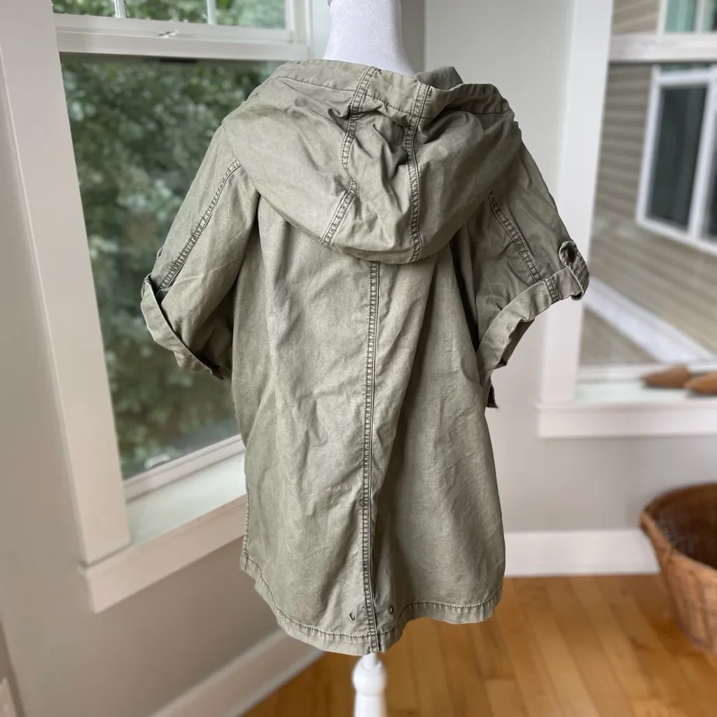 Vintage Y2K American Eagle Olive Green Short Sleeve Hooded Anorak Jacket Size XS - Image 2
