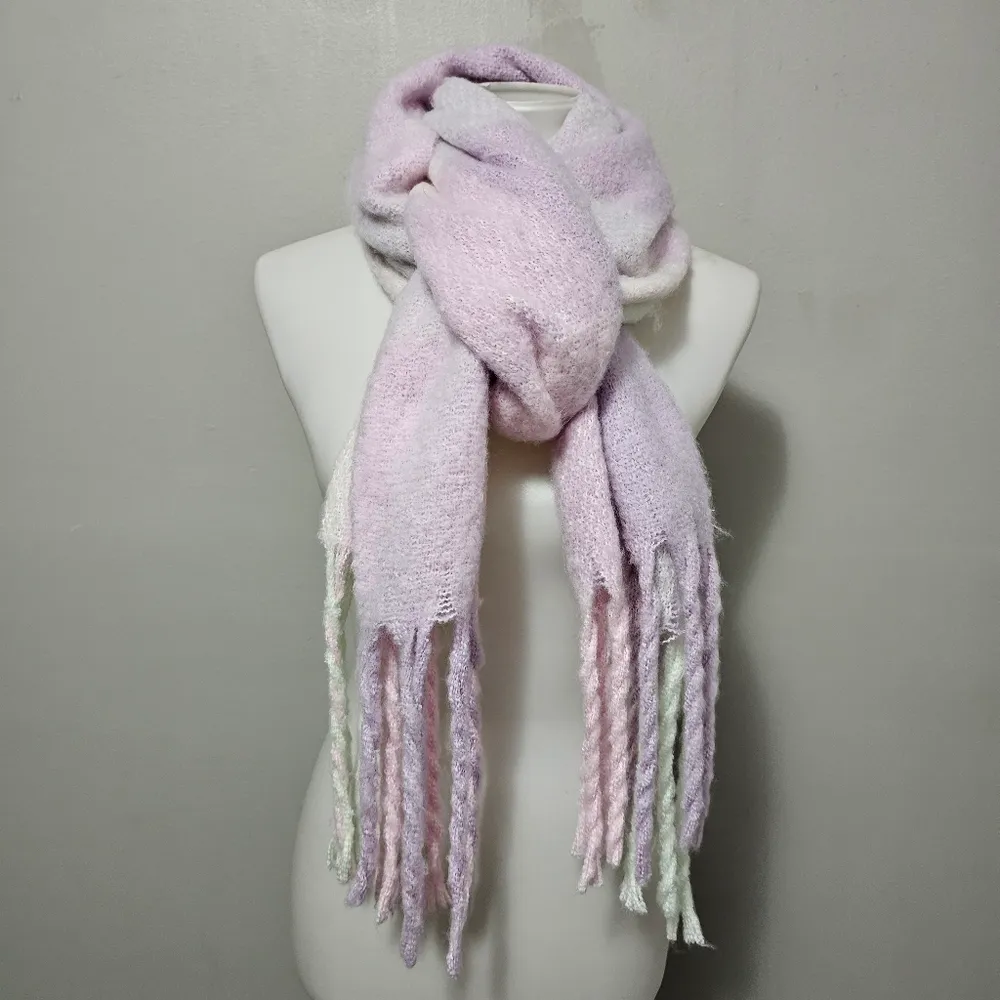 Renee's NYC Pastel Checkered Fringe Boucle Scarf 20 x 94 - Image 2