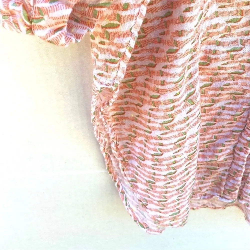 Anthropologie Maeve XS balloon sleeve yarn dyed coral pattern cotton- DEFECT - Image 4