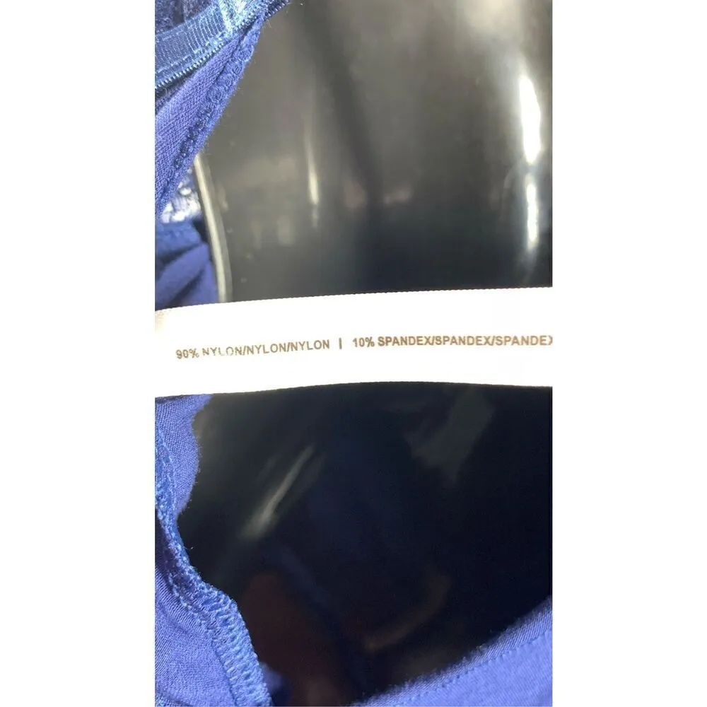 Yandy Women's Lace Plunge Adjustable Strap Romper Negligee Blue Size L/XL - Image 9