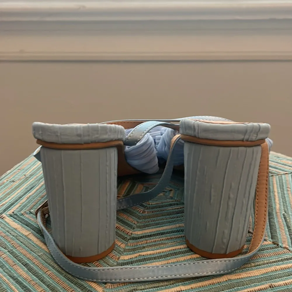 Bow Knot Chunky Heel Sandals in Light Blue Size 9 - Image 4