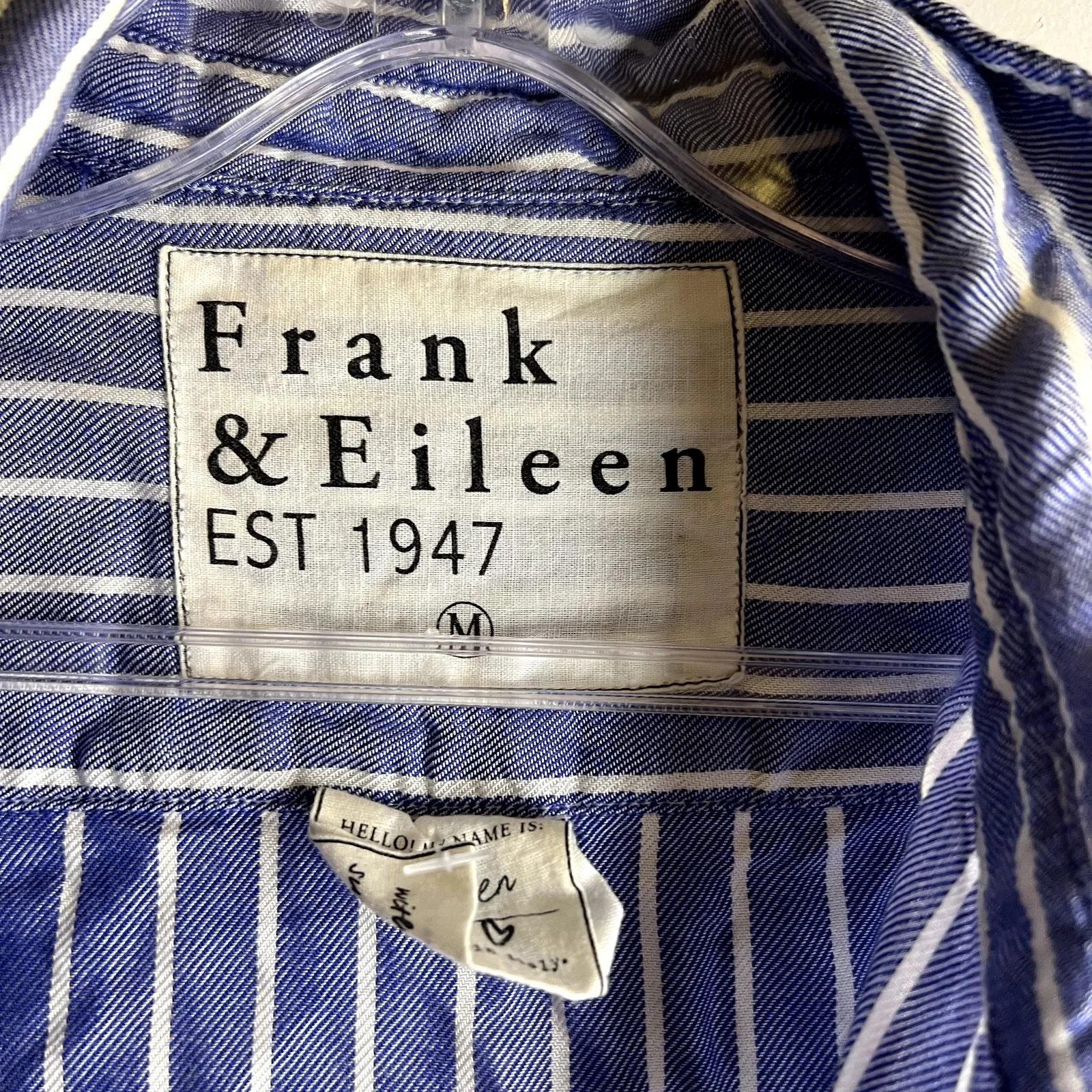 Frank & Eileen Eileen Button Shirt size M Striped Blue White - Image 4