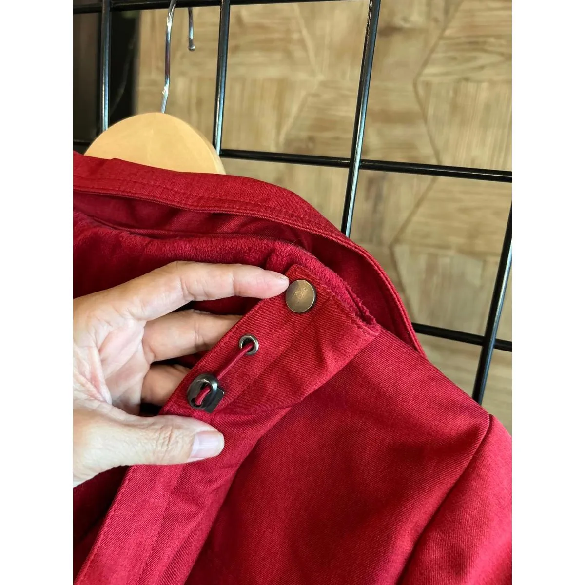 Kristen Black Jacket Small Red Trench Coat Pockets Cozycore - Image 6