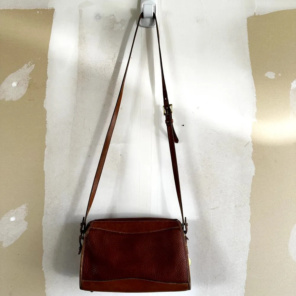 Vintage Dooney & Bourke Crossbody Satchel Bag  Adjustable Zip Closure Brown - Image 13