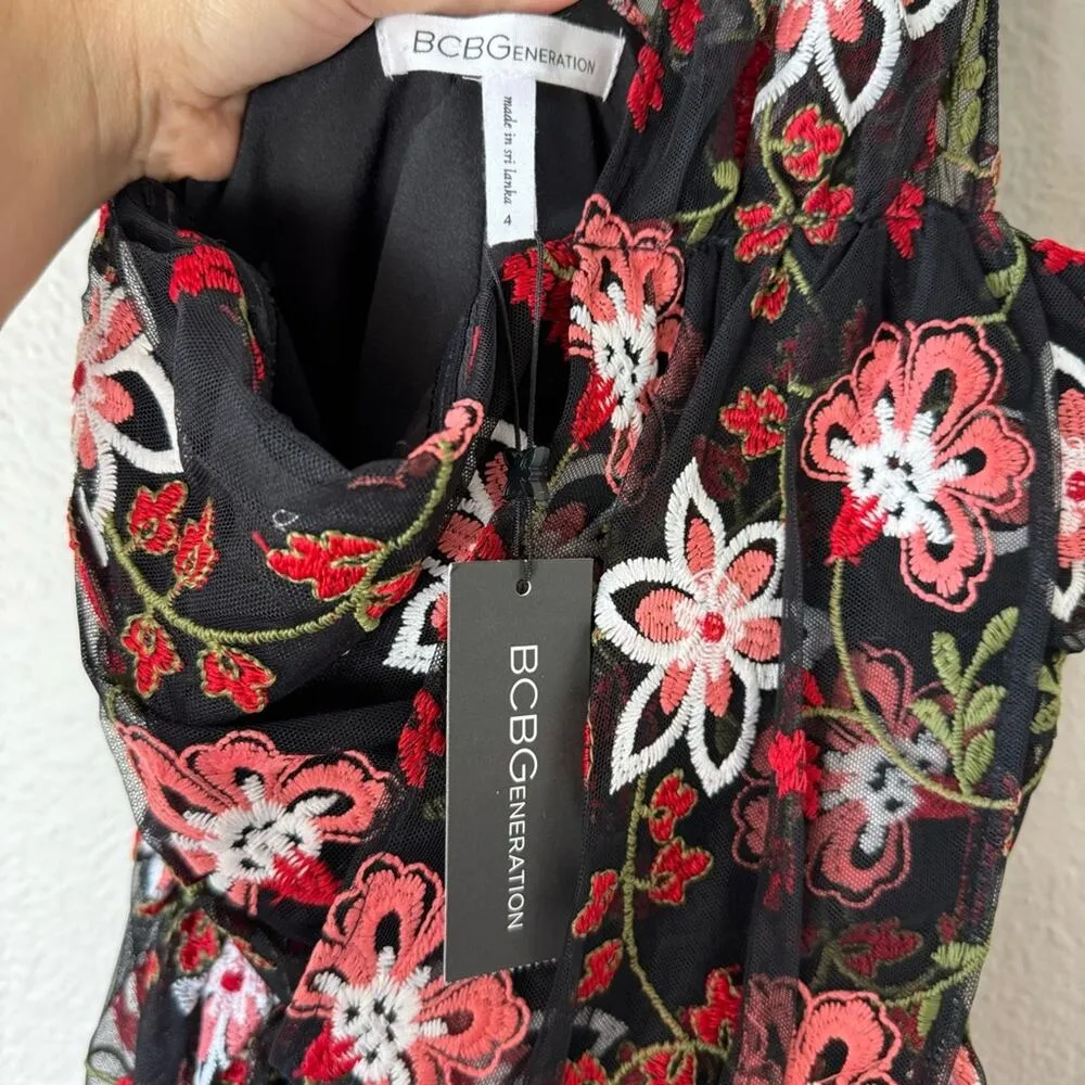 New BCBGeneration One Shoulder Embroidered Mini Dress Size 4 - Image 9