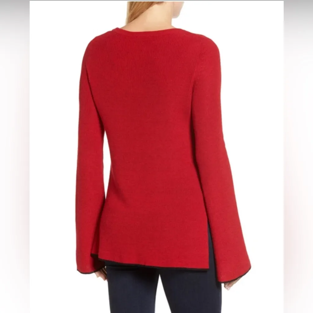 ❤️ Vince Camuto Red Bell Sleeve Crew Neck Sweater – Size Medium - Image 2