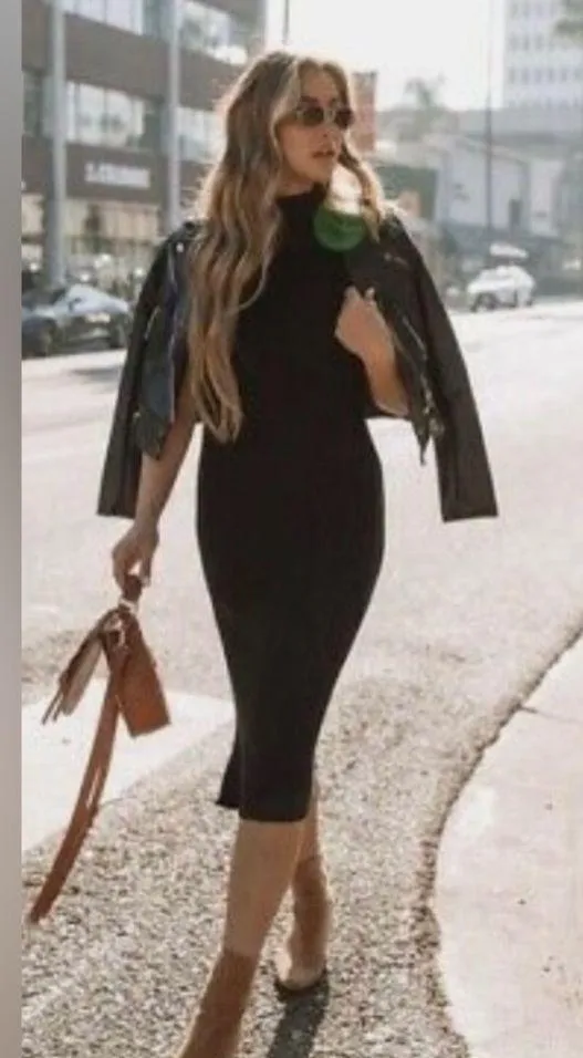 NEW ZARA Ribbed Sleeveless Turtleneck Midi Dress in Black SZ S - Image 5