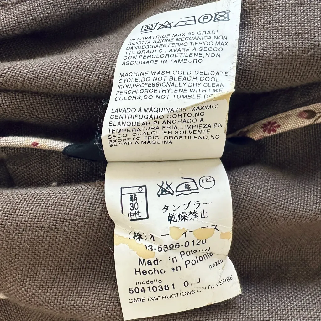 WEEKEND MaxMara Brown Linen Ruffle Front Tie Waist Jacket Size 12 - Image 8