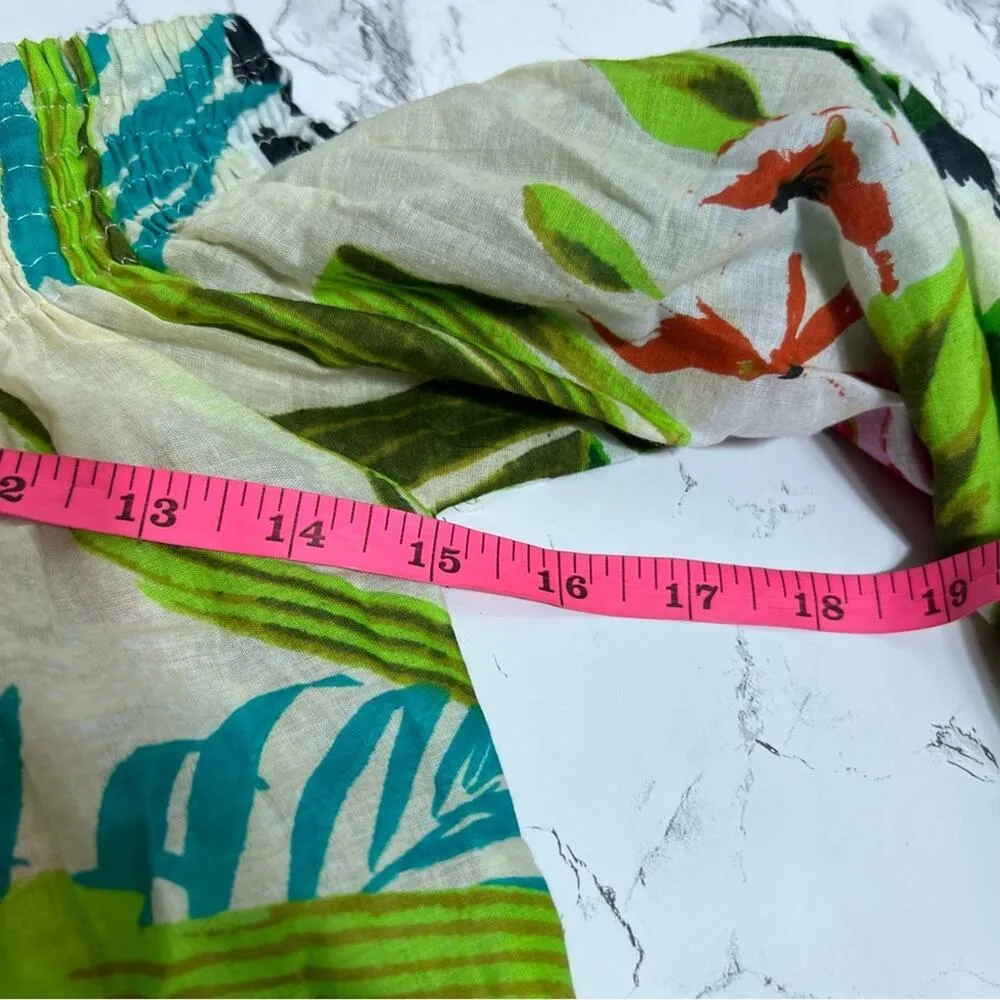 NWT Debbie Katz south beach tropical floral dress odd shoulder Pom Pom Sz XS - Image 7