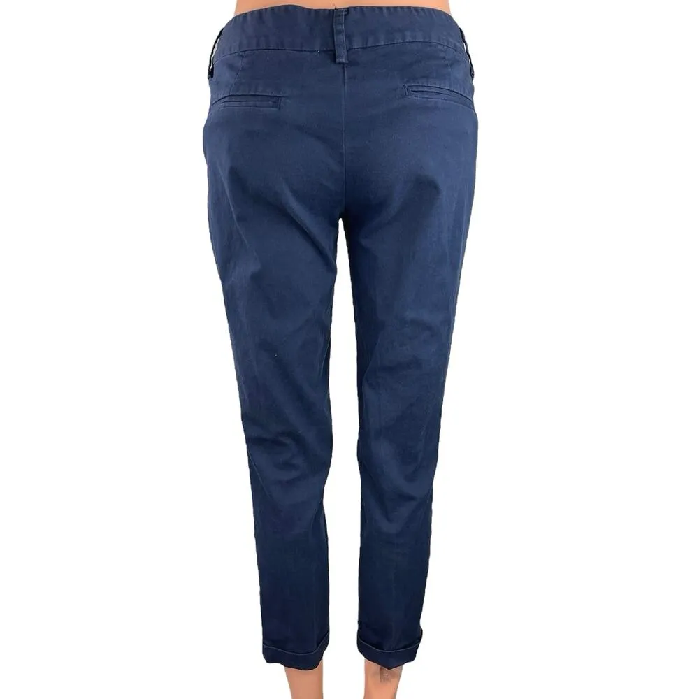 Stile Benetton Navy Blue Low Rise Straight Leg Stretch Cropped Casual Pants Sz S - Image 3