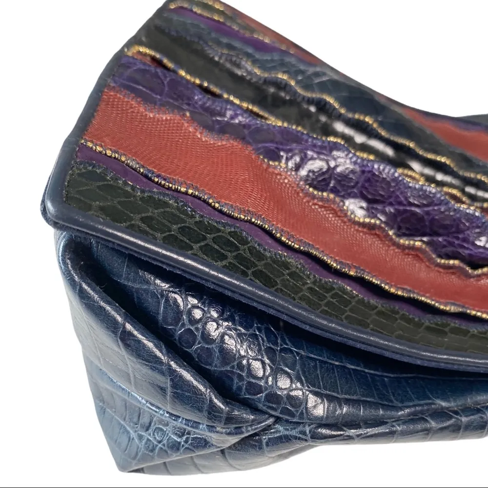 Vintage: Sharif ♕ Rainbow Snakeskin Leather Patchwork Crossbody Bag Handbag ♕ - Image 11