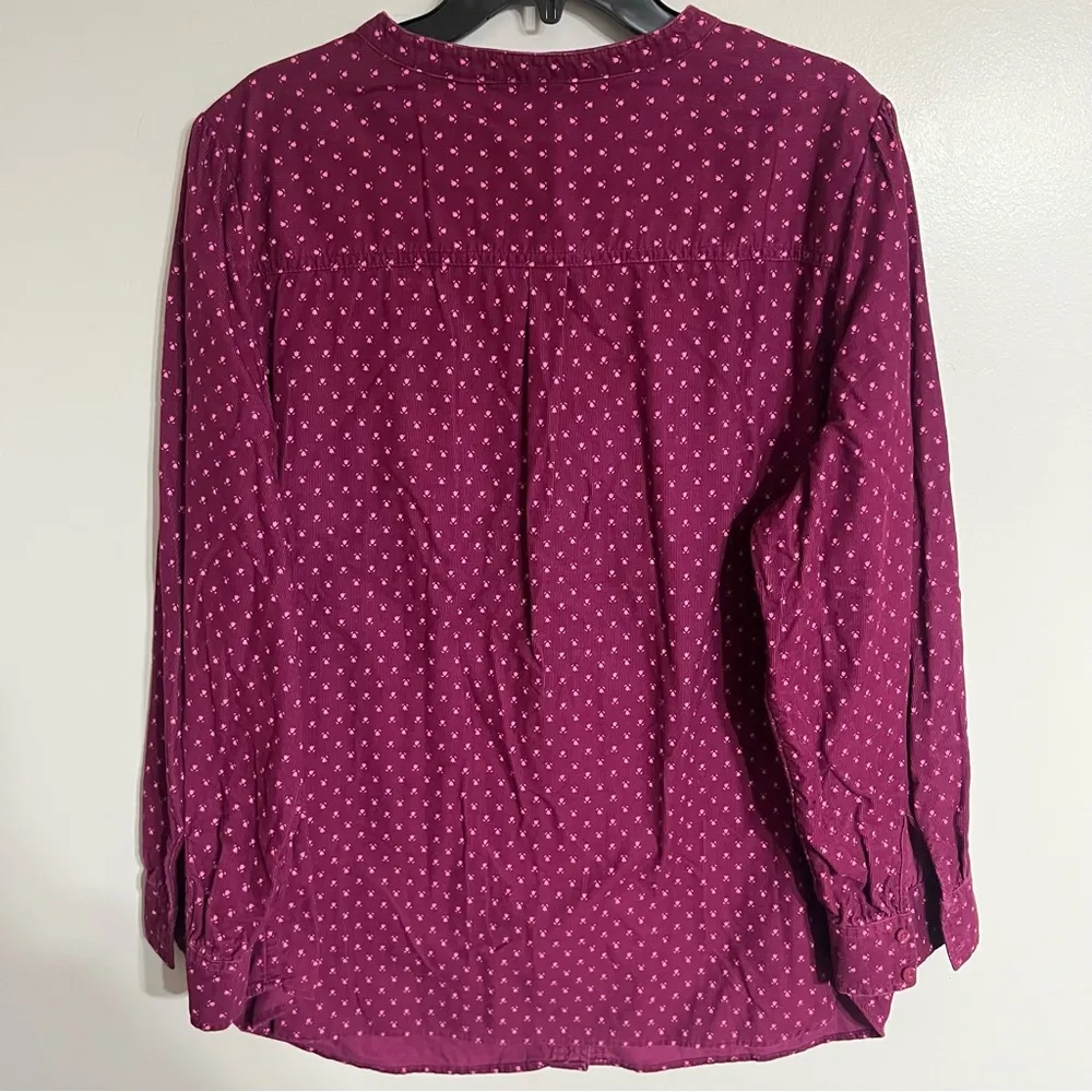 Women’s Talbots Corduroy Band Collar‎ Ditsy Floral Shirt Size 2XL Button Down - Image 9