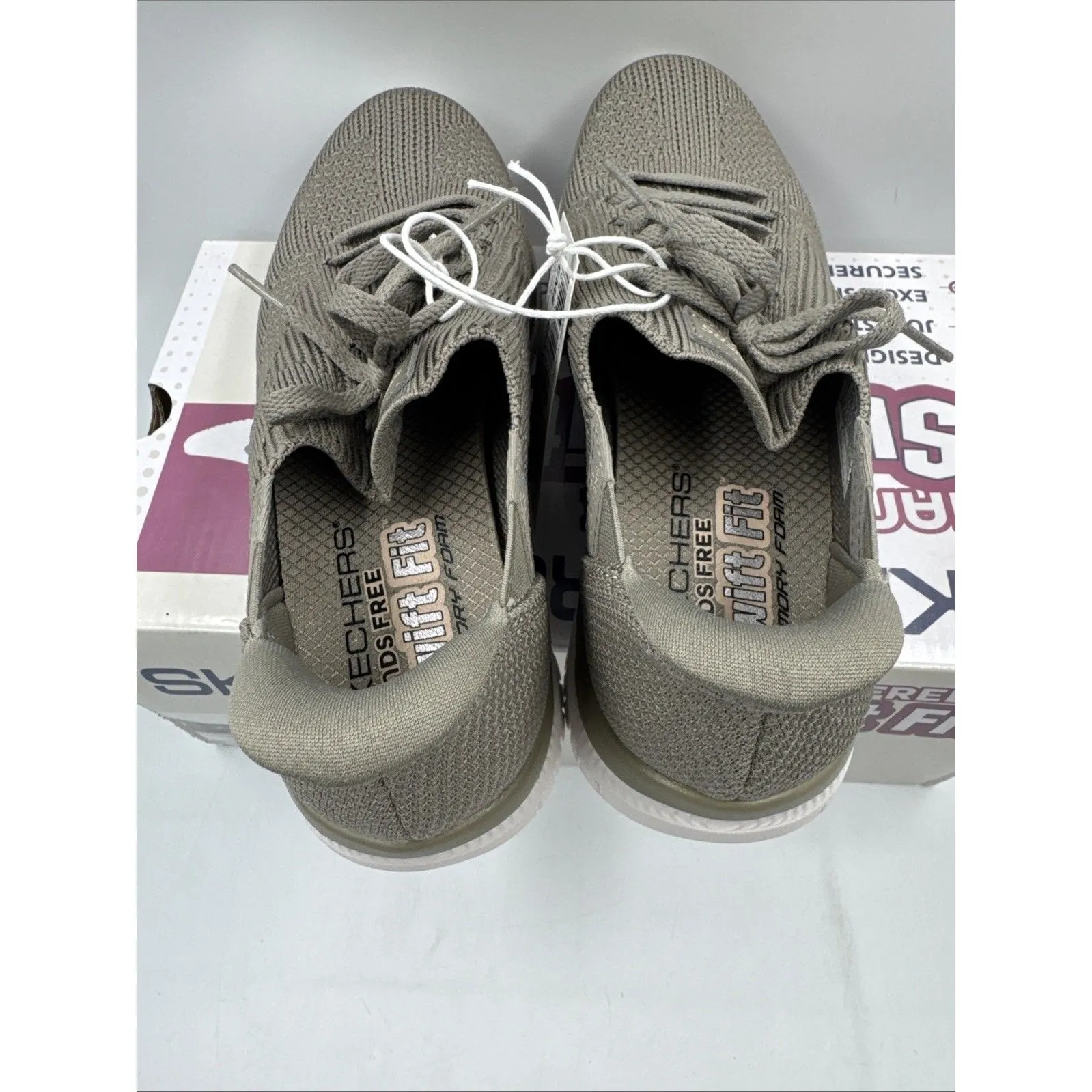 New Skechers Women's Taupe Virtue Swift Fit Sneaker Hands Free Memory Foam 6.5 - Image 5