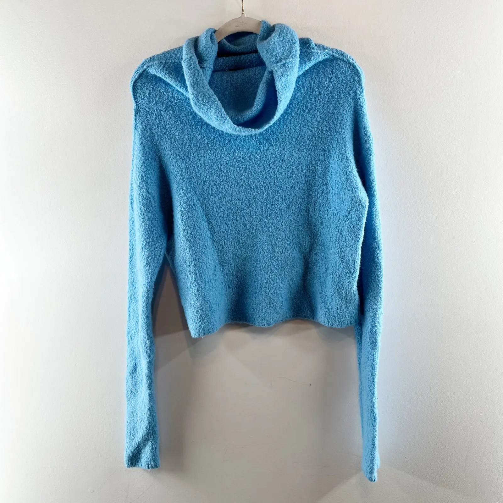 Free People Stormy Cropped Turtleneck Pullover Sweater Blue XS - Image 3