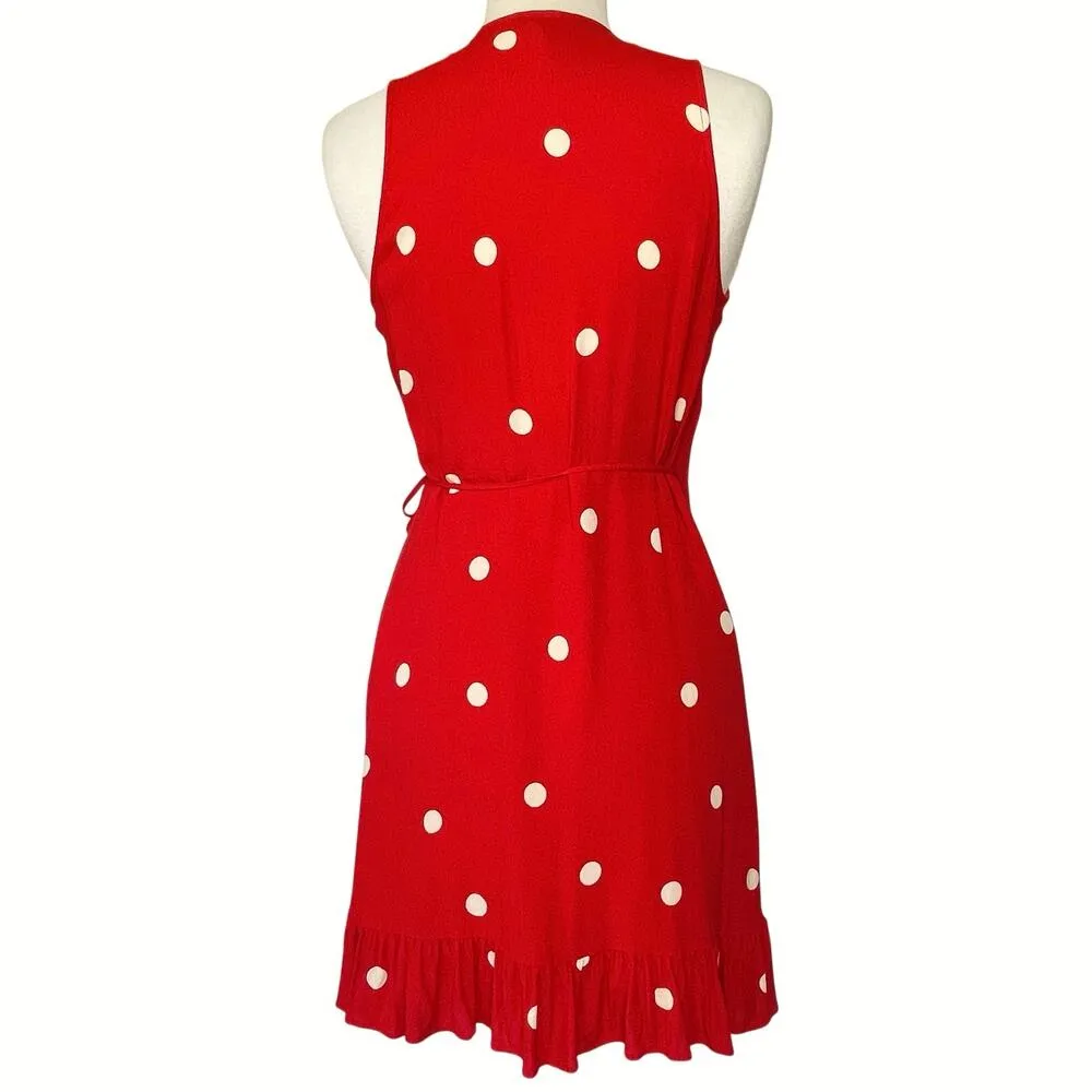 RAILS Women’s Madison Ruffled Red and White Polka Dot Wrap Dress - Image 7
