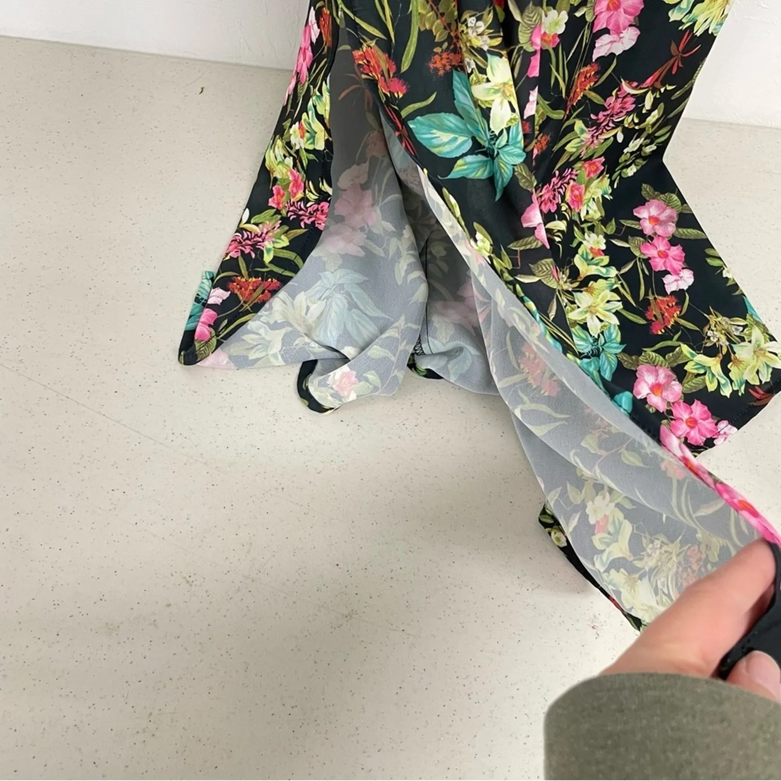 NSR Nordstrom Floral Cold Shoulder Midi Dress Womens S Ruffled Romantic Summer Black - Image 3