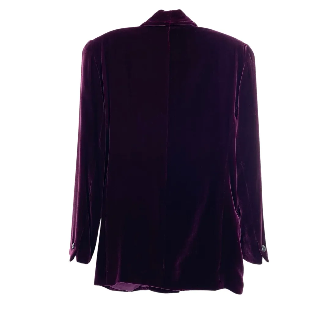 Dana Buchman Vintage Dark Purple Velvet Silk Blend Pant Blazer Jacket Suit Set - Image 13