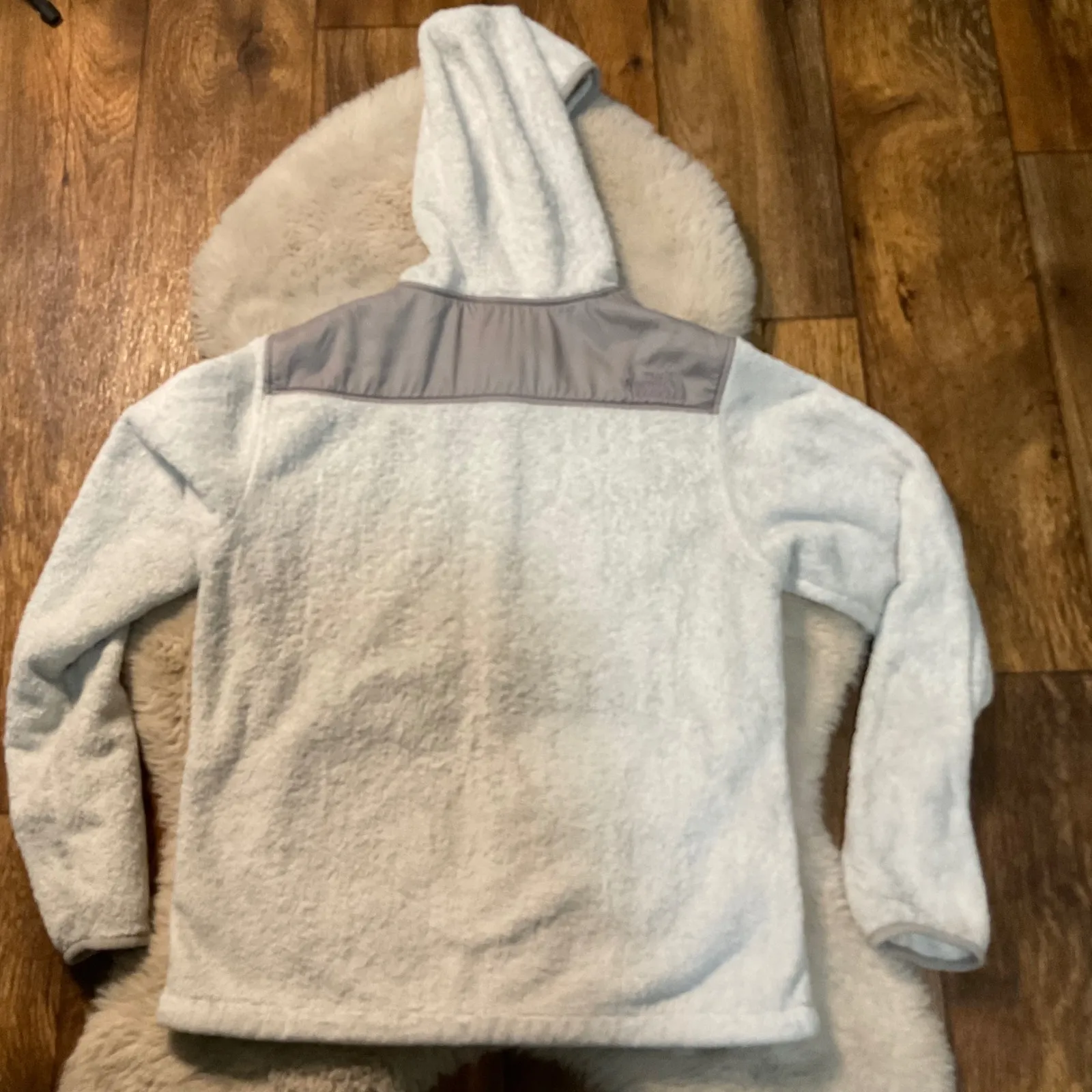The North Face Full Zip Hooded Plush Jacket Size‎ Medium Light Gray Sherpa - Image 6