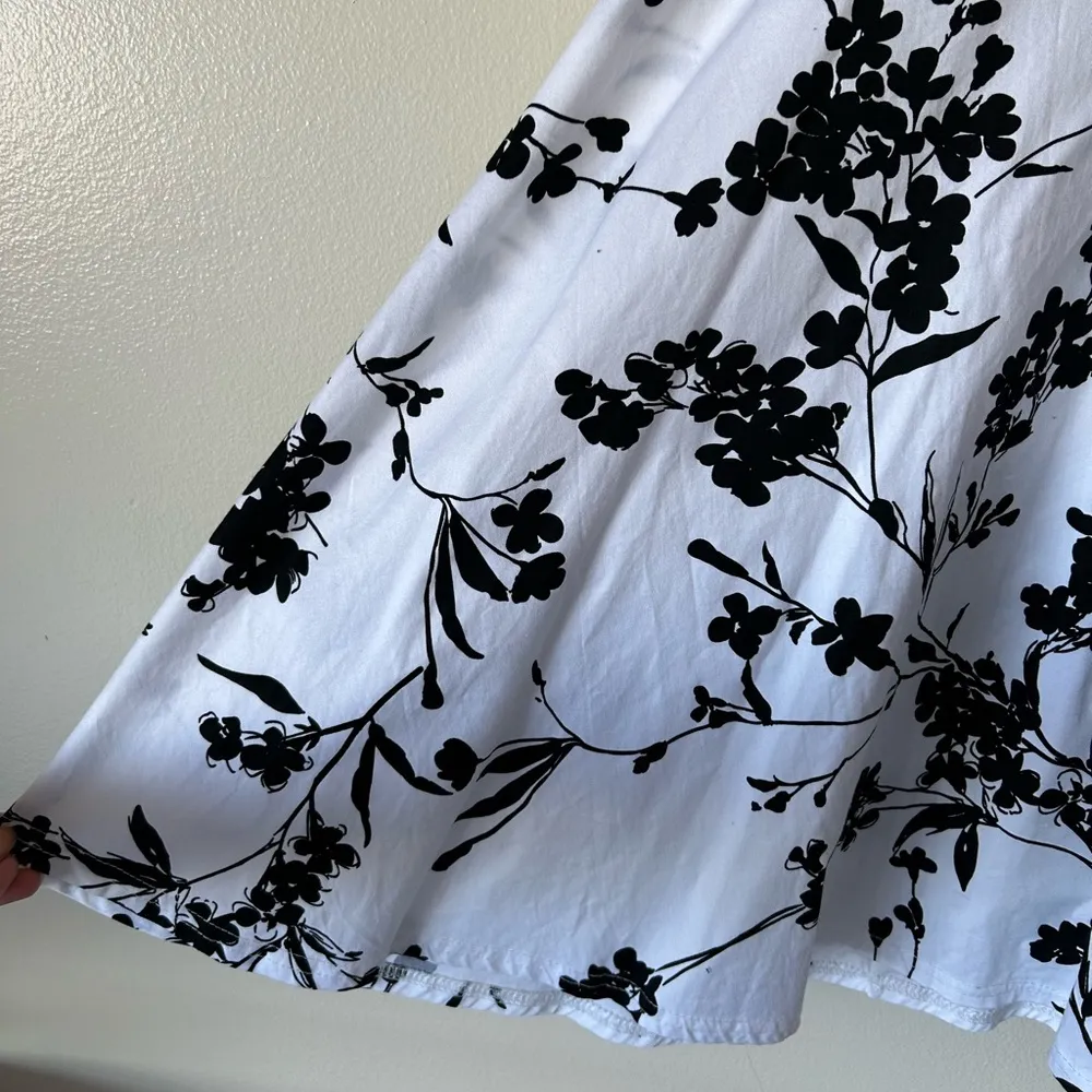 NWT Homeyee Women's White Short Sleeve Floral Casual A Line Midi Dress Fit Flare - Image 8