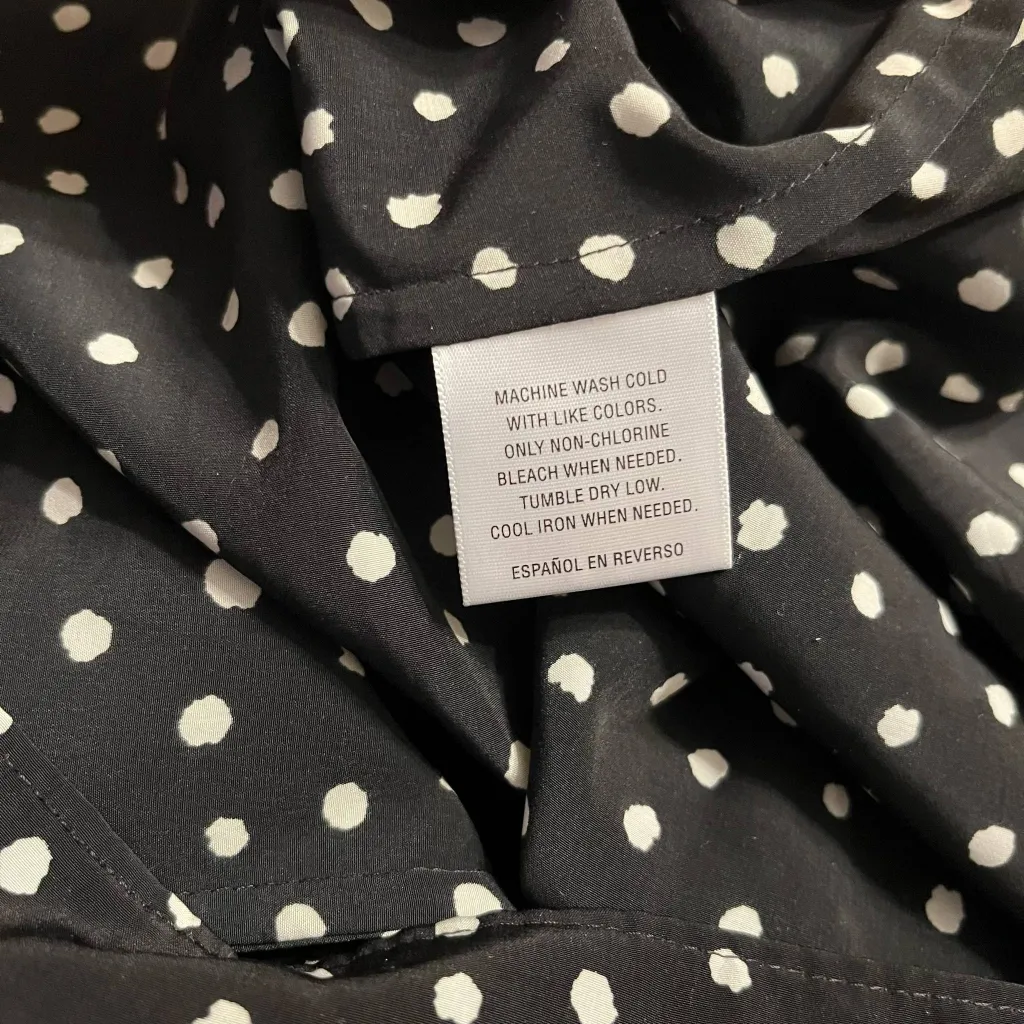 Charter Club Petite Medium Black And White Polka Dot Button Up With Tie Front - Image 7