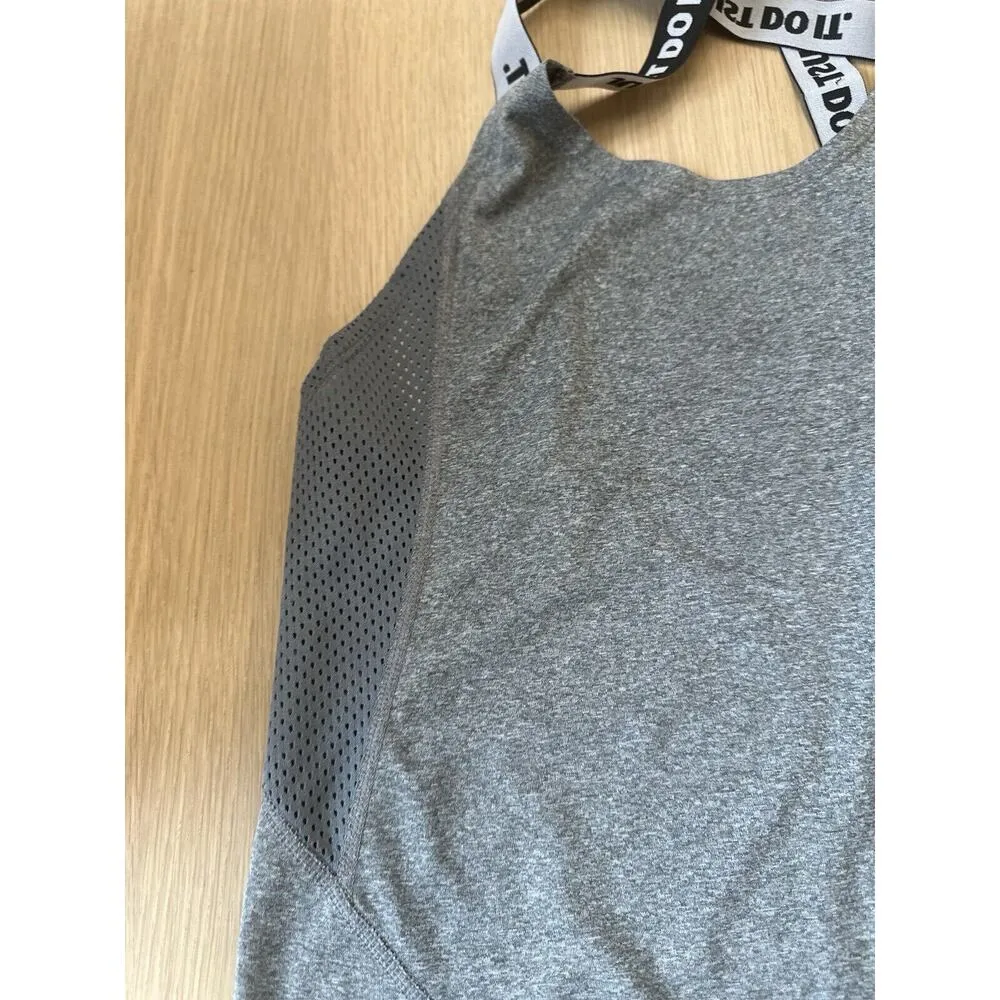 Nike Dri Fit Just Do It Tank Top Women's Size Small Gray/Black Band Logo - Image 3